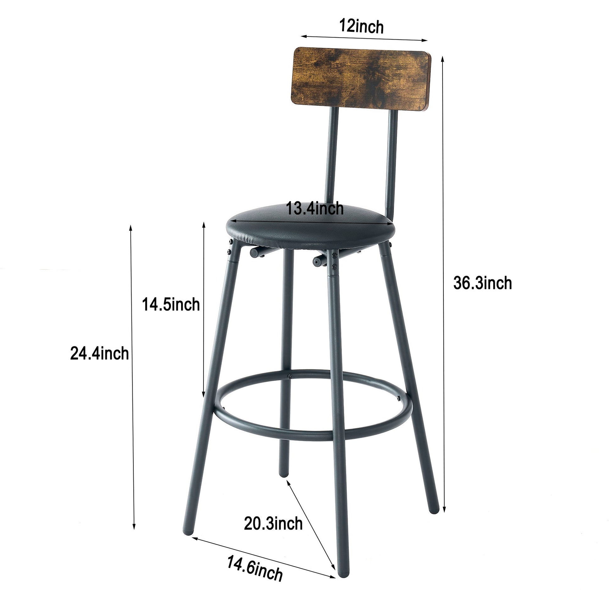 Rustic Brown Round Bar Table And Stool Set With Shelf, Upholstered Stool With Backrest - Antique Brown - Best Buy Furniture