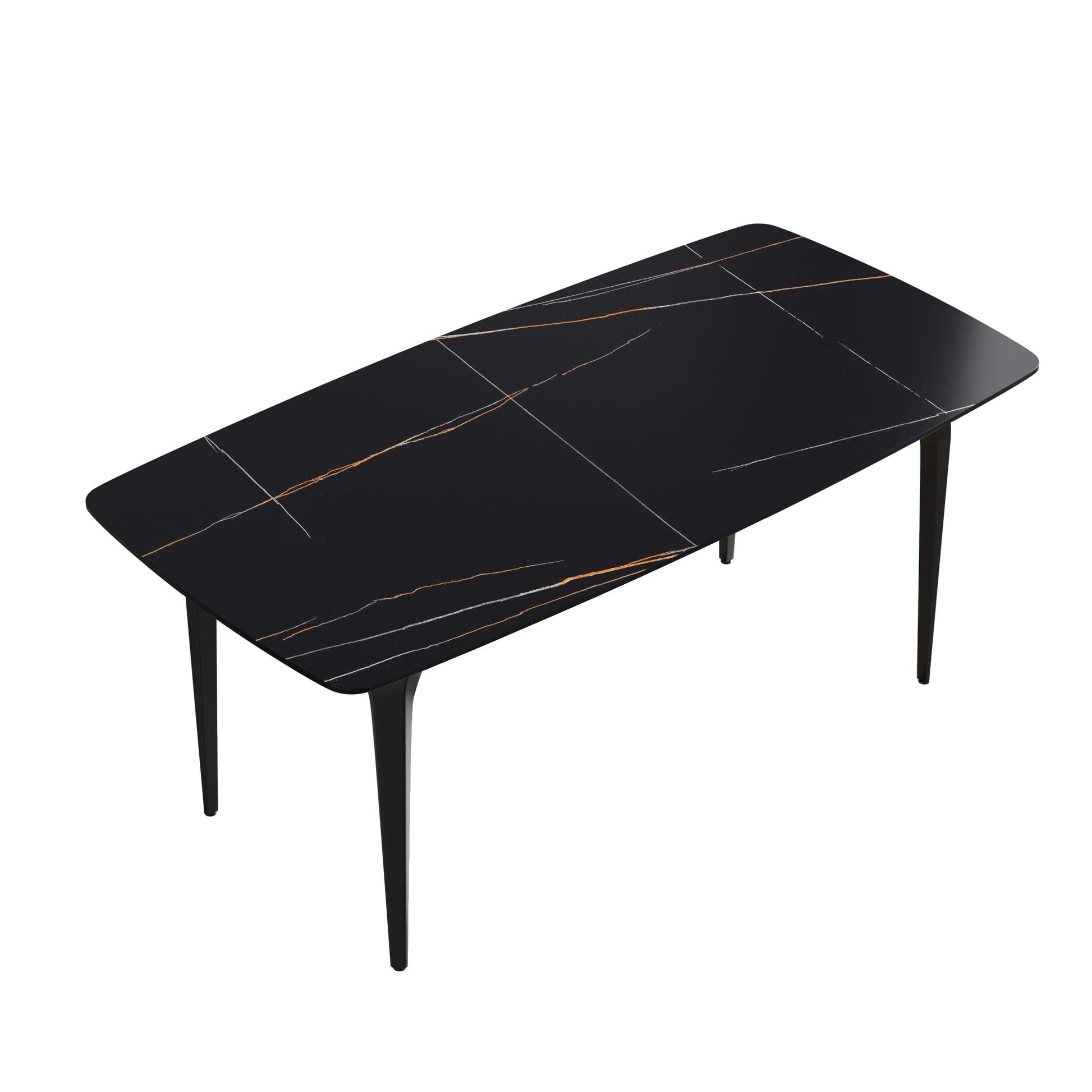 70.87" Modern Artificial Stone Curved Metal Leg Dining Table, Can Accommodate 6-8 People - Best Buy Furniture