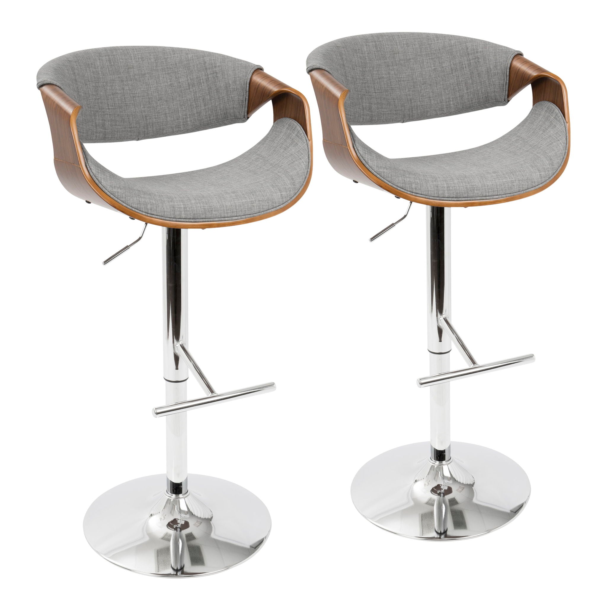 Curvo - Mid Century Modern Adjustable Barstool With Swivel With Straight T Footrest - Best Buy Furniture