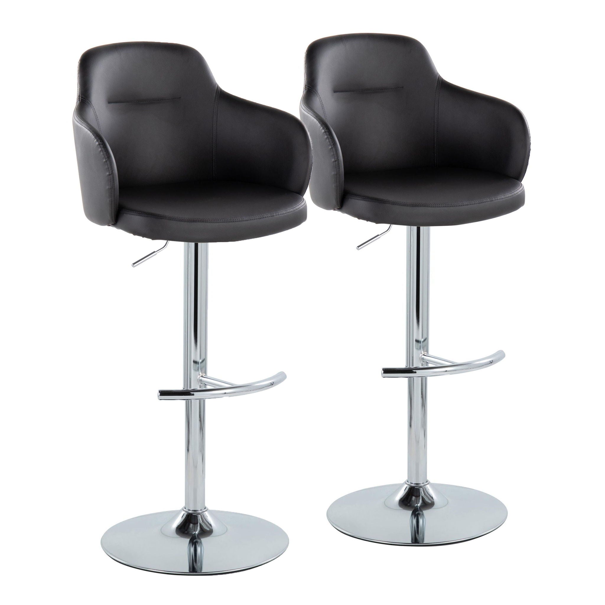 Boyne - Contemporary Adjustable Barstool With Swivel & Rounded T Footrest (Set of 2) - Best Buy Furniture
