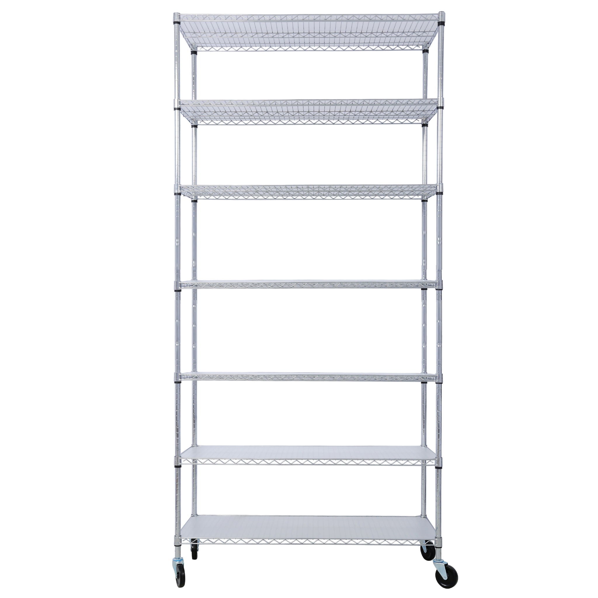 7 Tier Metal Shelf Wire Shelving Unit, 2450Lbs Heavy Duty Adjustable Storage Rack With Wheels & Shelf Liners For Closet Kitchen Garage Basement Commercial Shelving - Best Buy Furniture