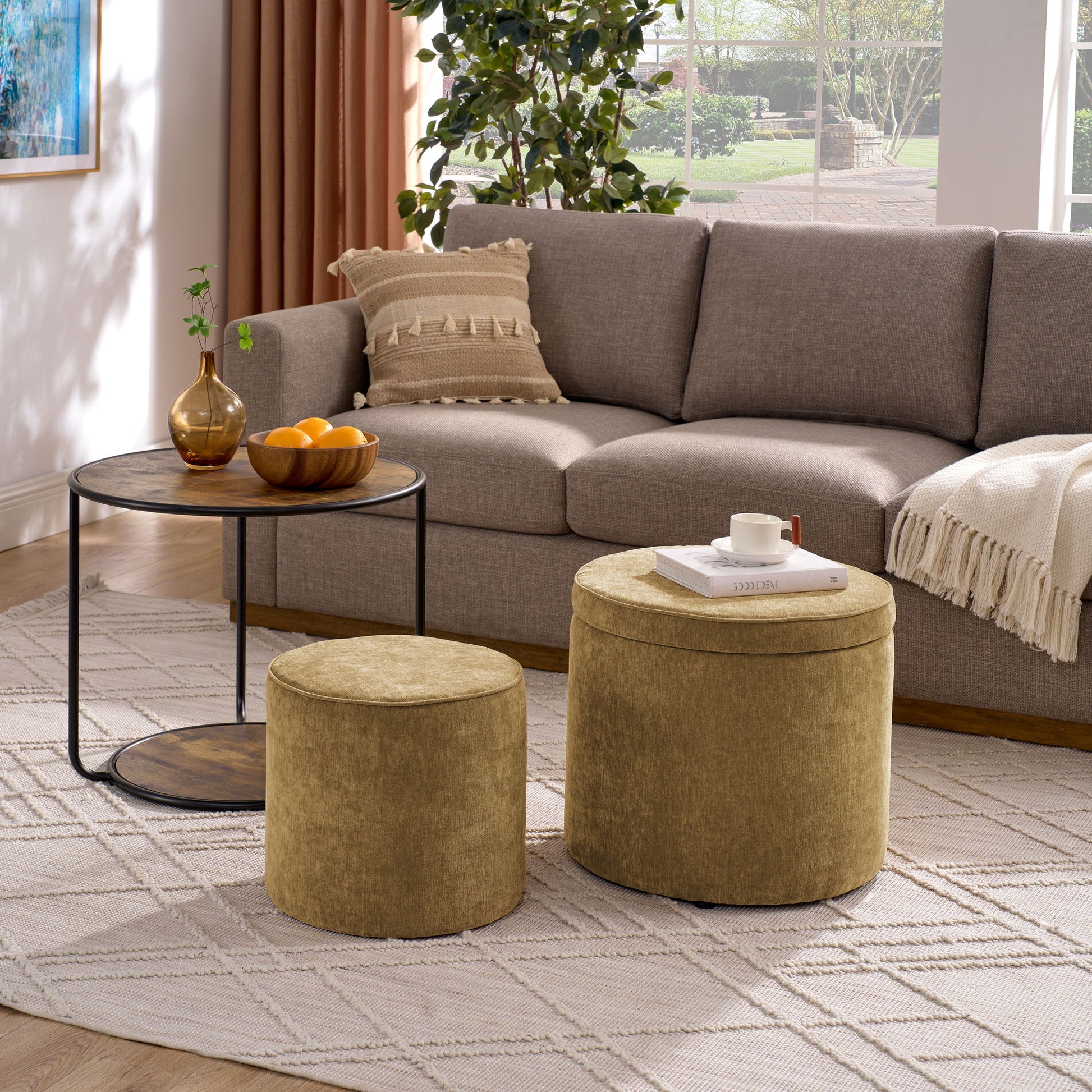 Multi Functional Ottoman And Table Set With Drum Stool - Best Buy Furniture