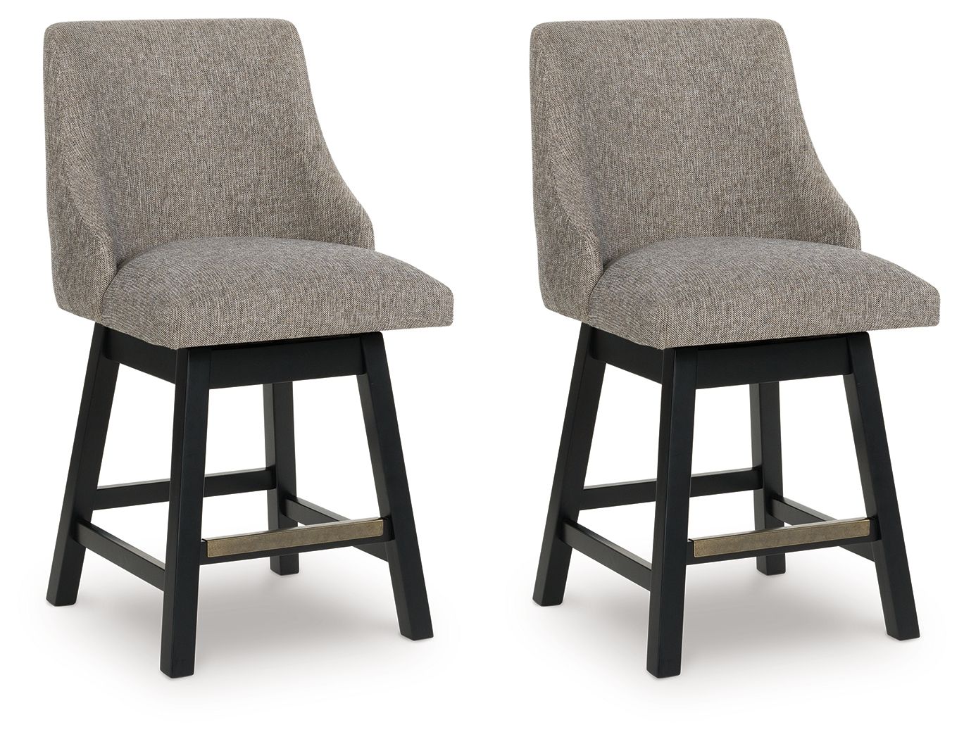 Neymorton - Upholstered Swivel Barstool (Set of 2) - Dark Grayish Brown - Best Buy Furniture