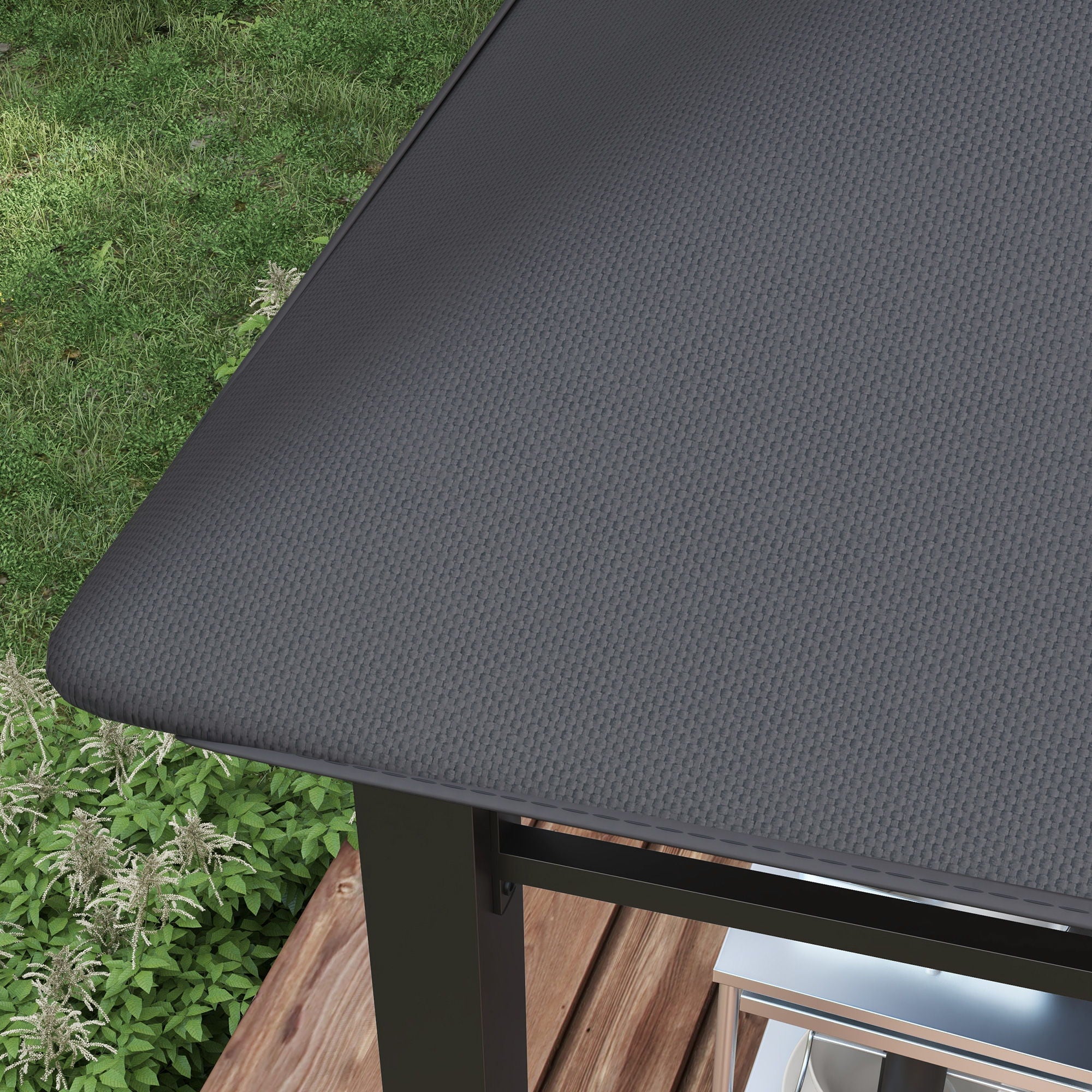Outsunny - 10' x 10' Soft Top Patio Gazebo Outdoor Canopy With Unique Geometric Design Roof, All-Weather Steel Frame - Gray - Best Buy Furniture