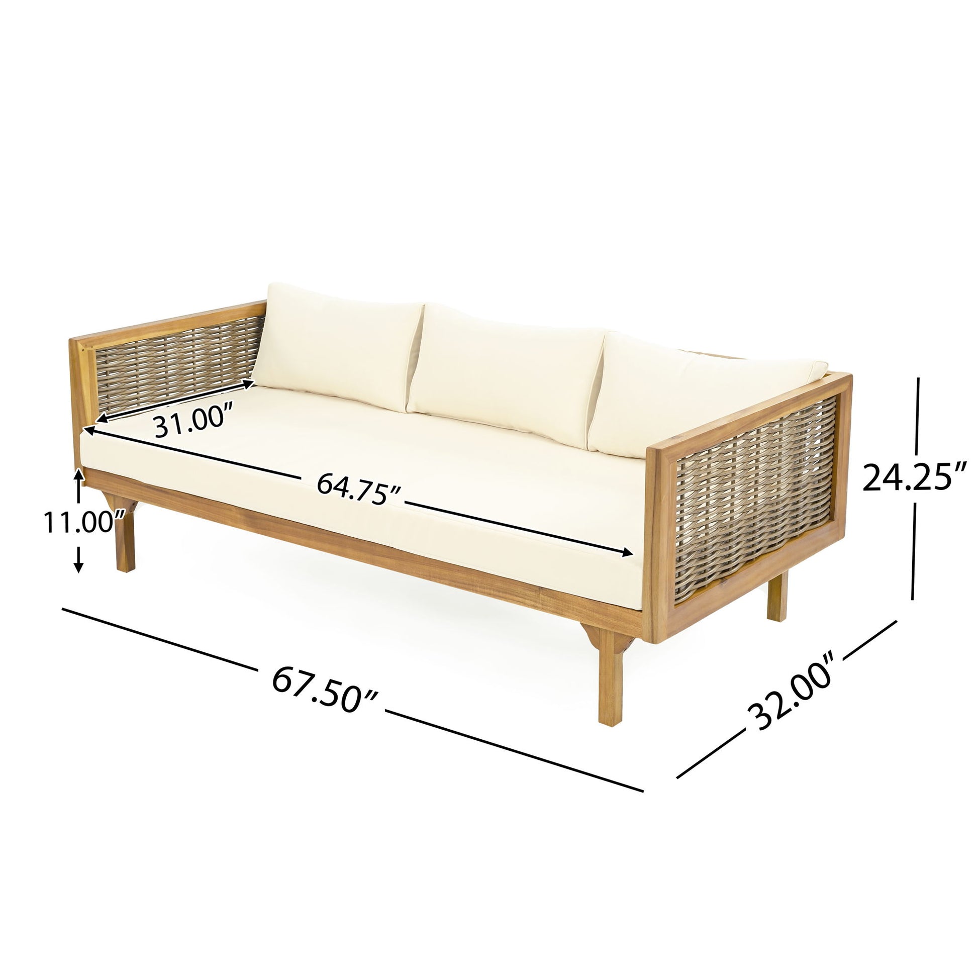 Claremont - 3 Seater Daybed Teak Acacia Wood Water Resistant Cushions - Best Buy Furniture