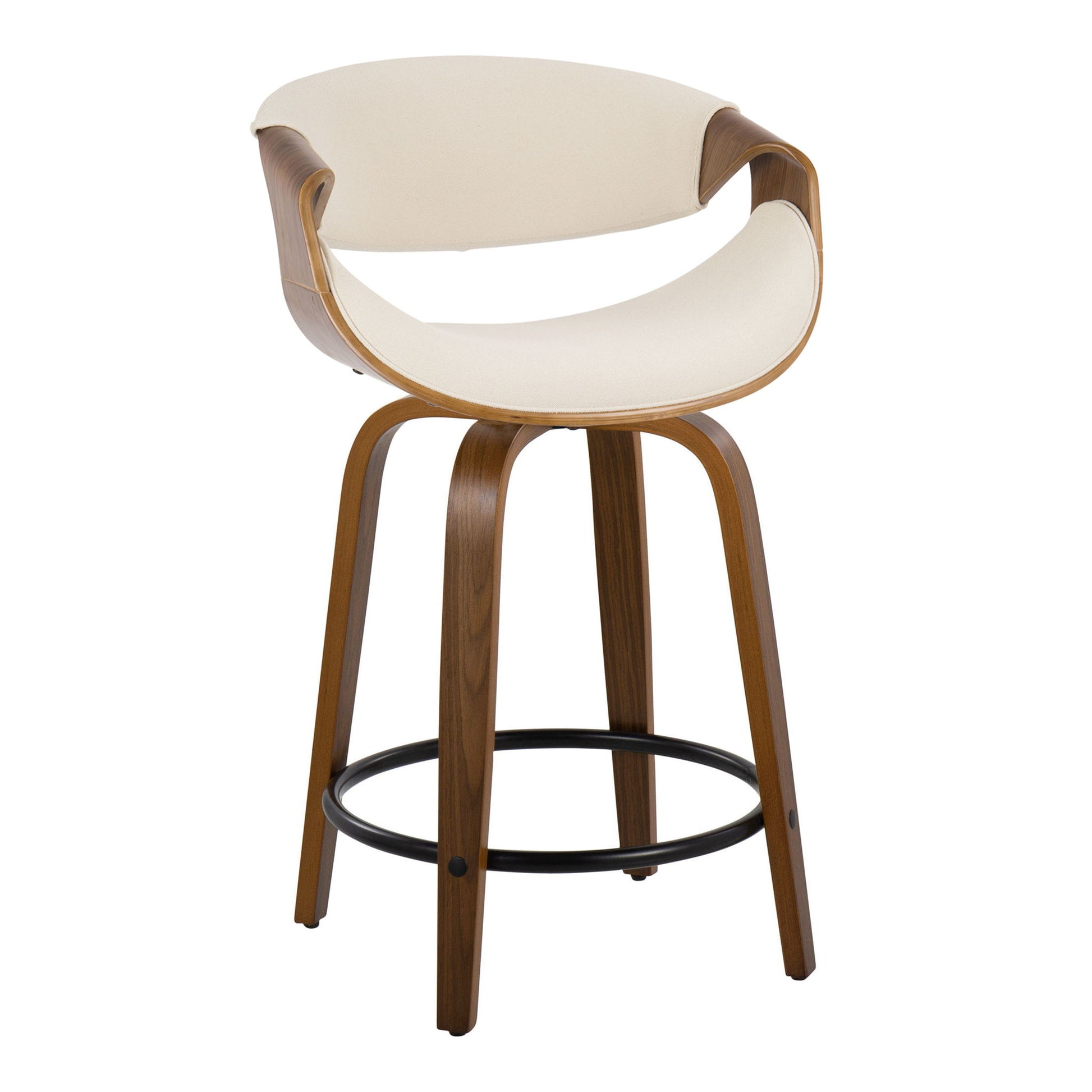 Curvini Mid - Century Modern Fixed Height Counter Stool With Swivel (Set of 2) - Best Buy Furniture