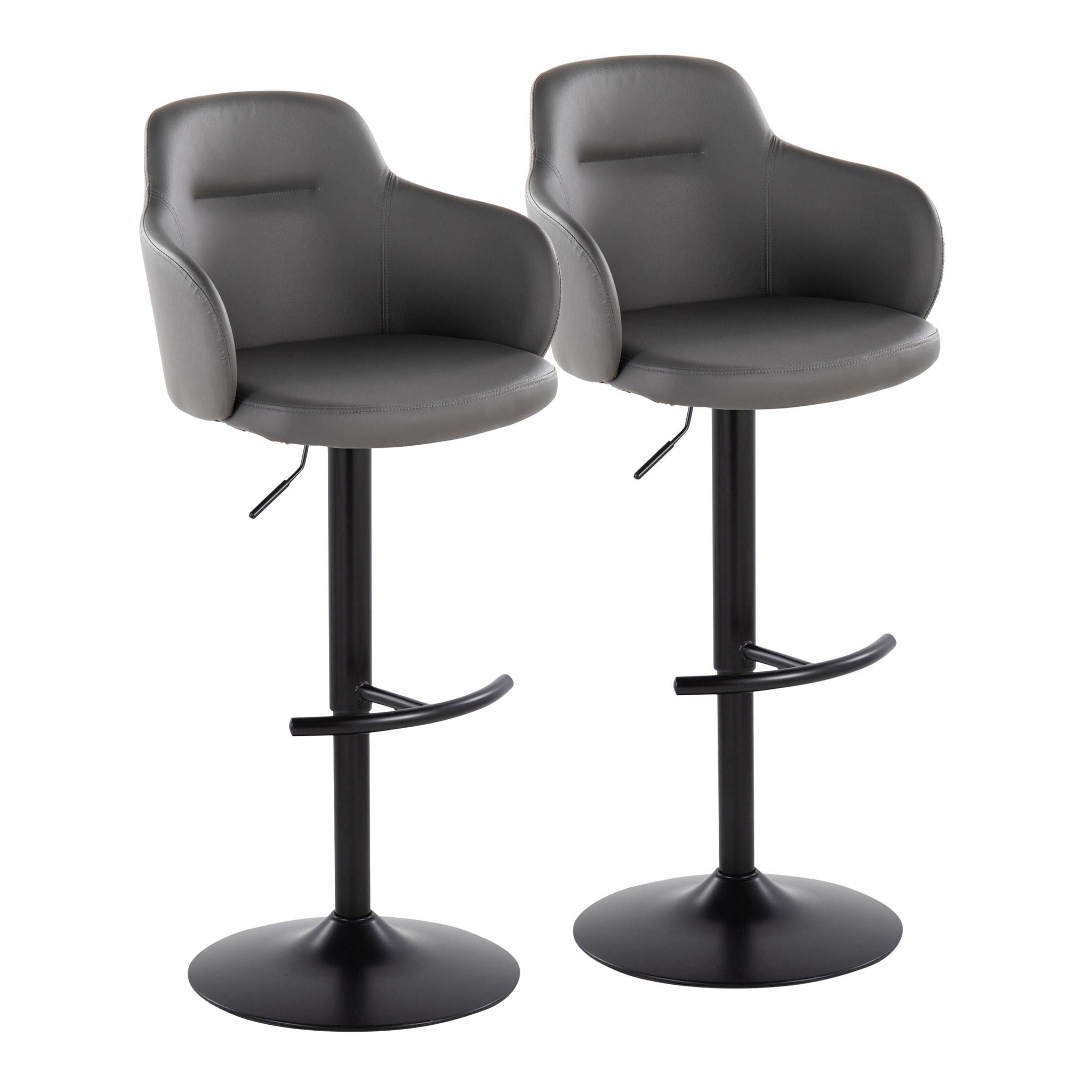 Boyne - Contemporary Adjustable Barstool With Swivel With Rounded T Footrest (Set of 2) - Best Buy Furniture