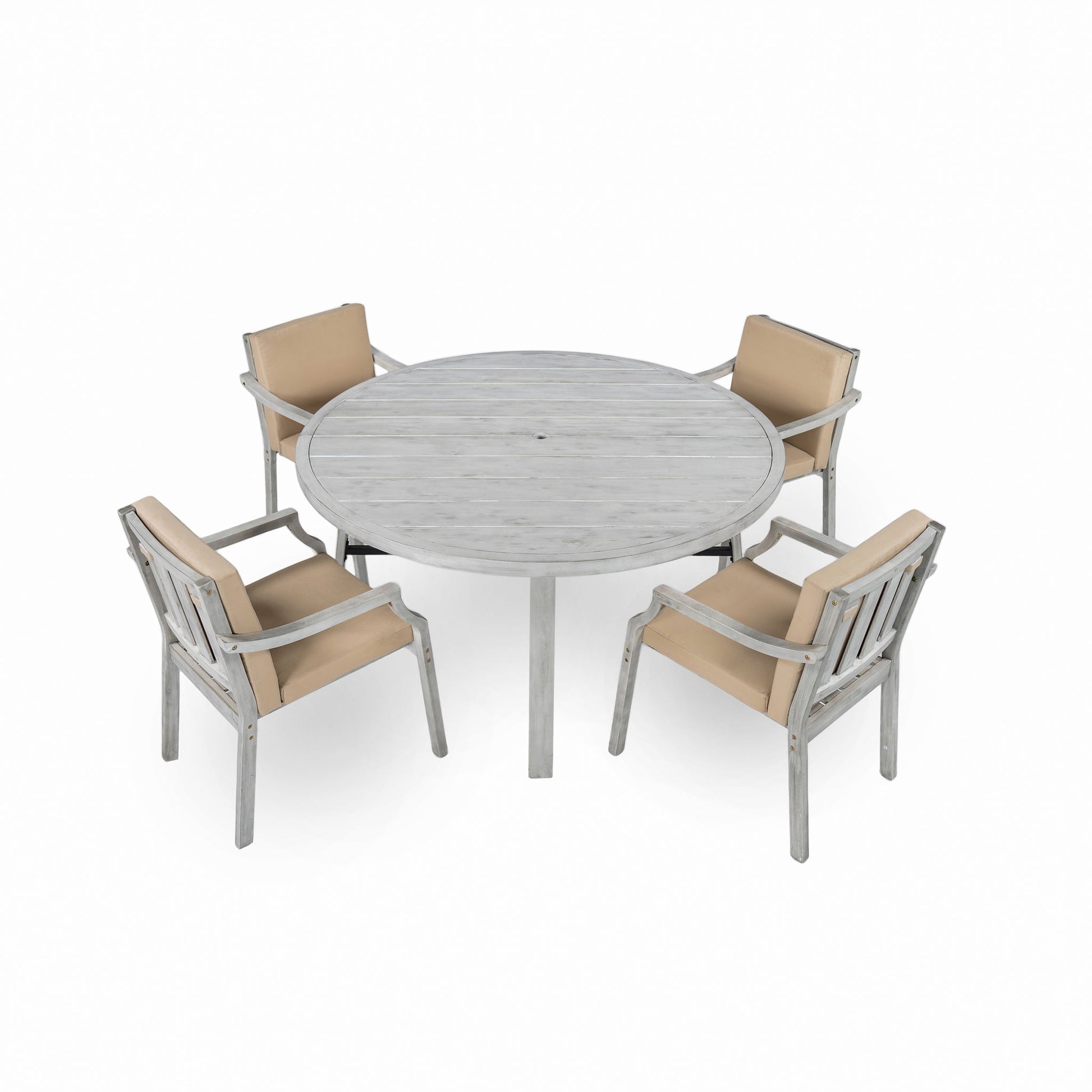 Outdoor Wooden Dinning Set With An Umbrella Hole And Removable Cushions For Patio - Best Buy Furniture