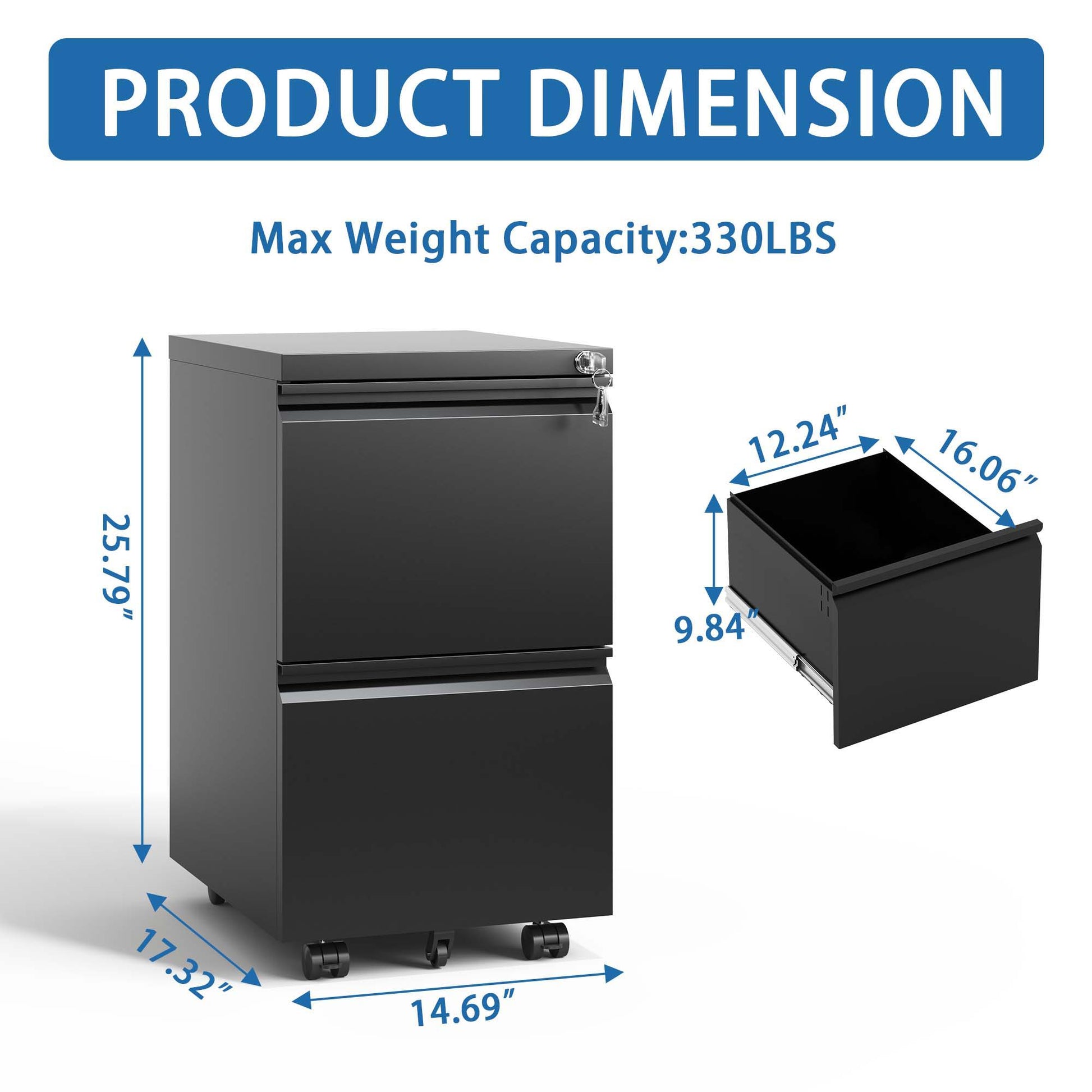 Metal Drawer Mobile File Cabinet With Lock For Home Office Organizer - Best Buy Furniture