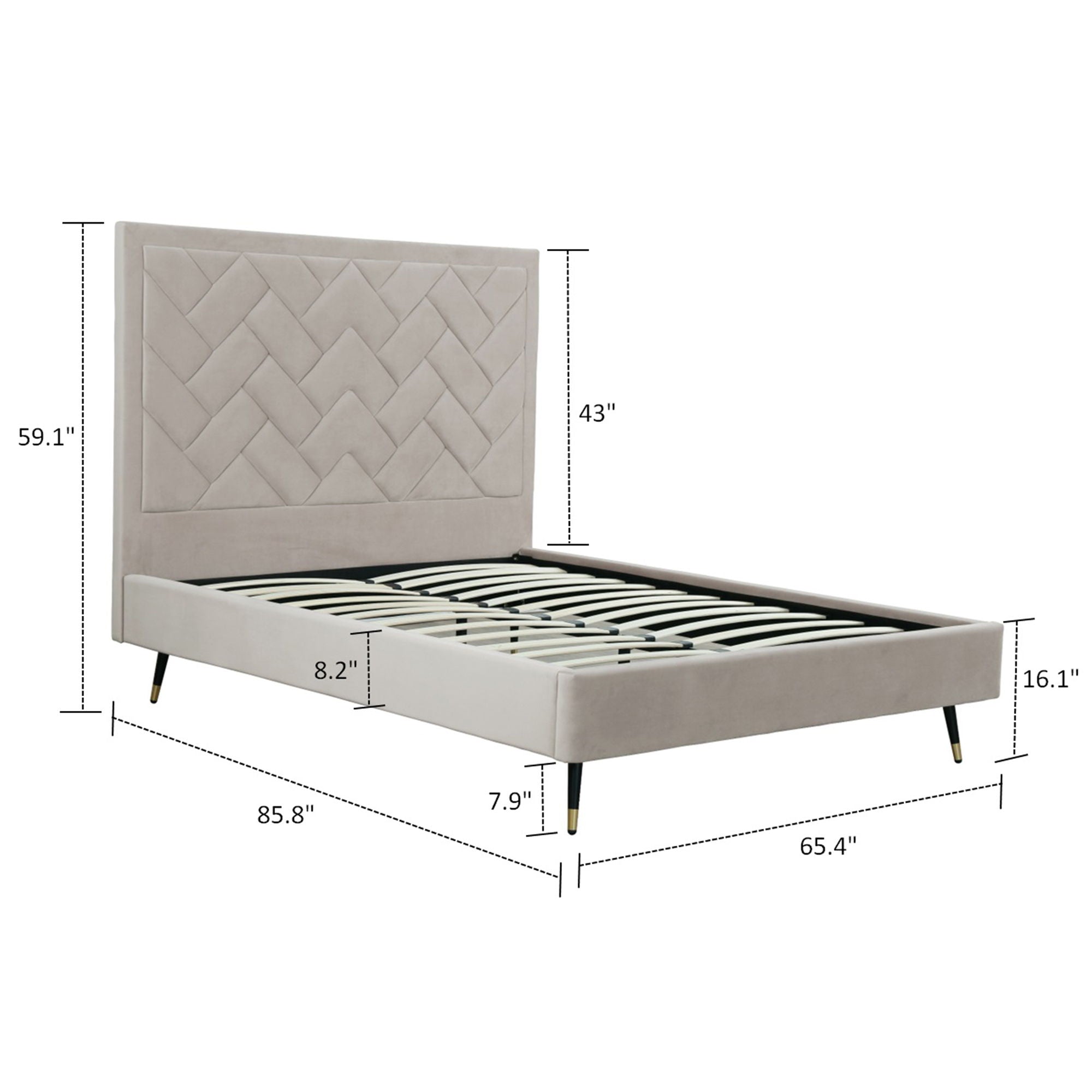Crosby - Bed With Upholstered Headboard And Slats