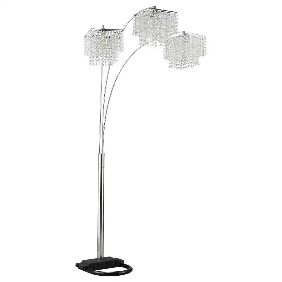 Miriam - Hanging Crystal Arc Floor Lamp - Chrome - Best Buy Furniture
