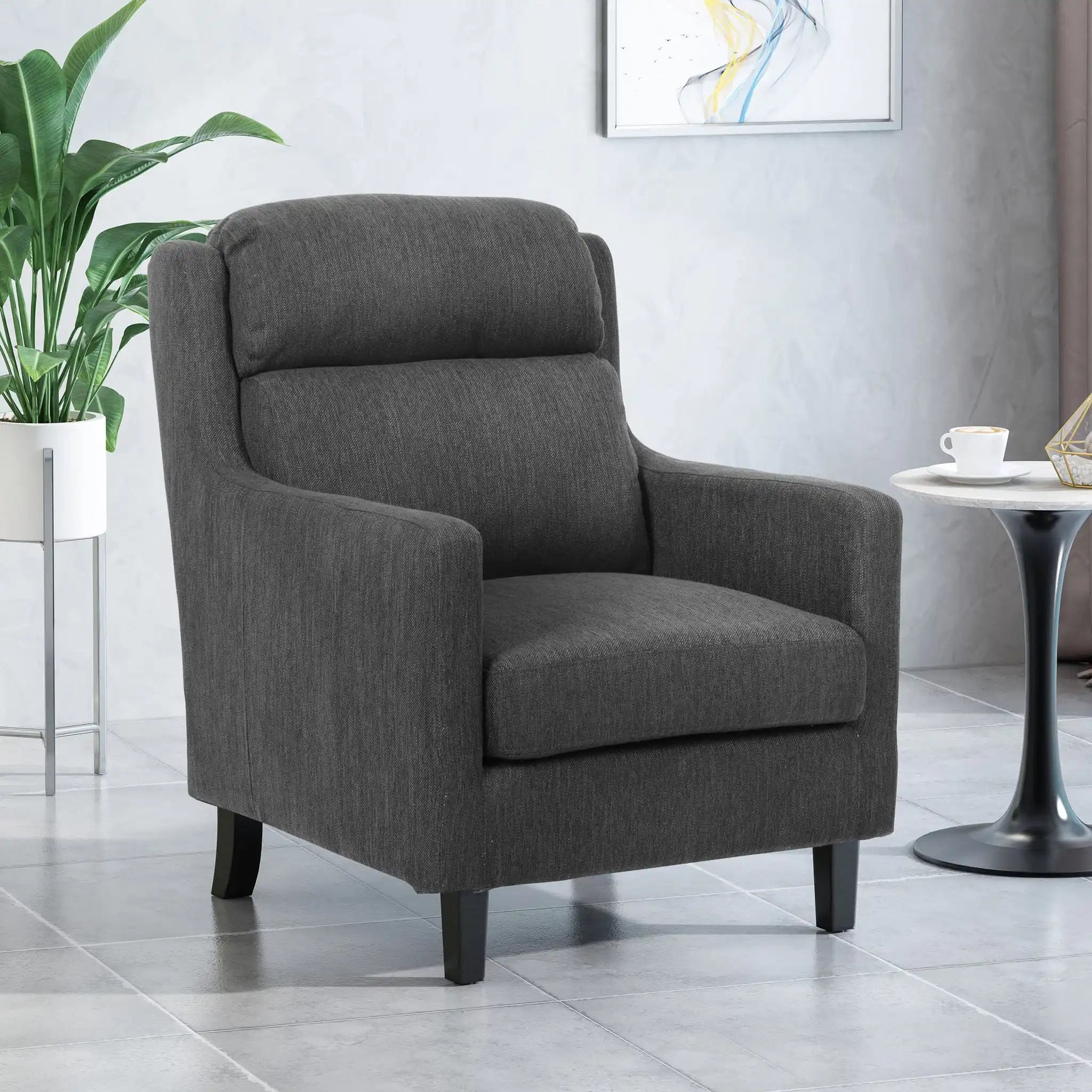 Contemporary Club Chair With Upholstered Fabric And Rubberwood Legs - Best Buy Furniture