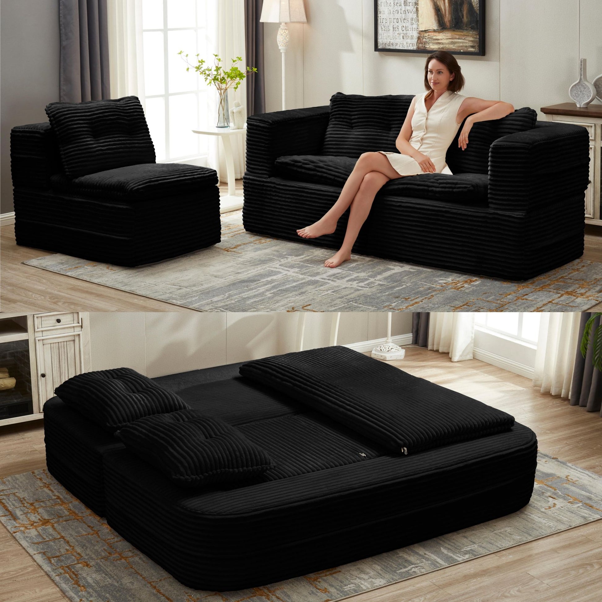 Multi Functional Sectional Sofa Bed With Independent Chaise Lounge And Functional Blanket - Best Buy Furniture