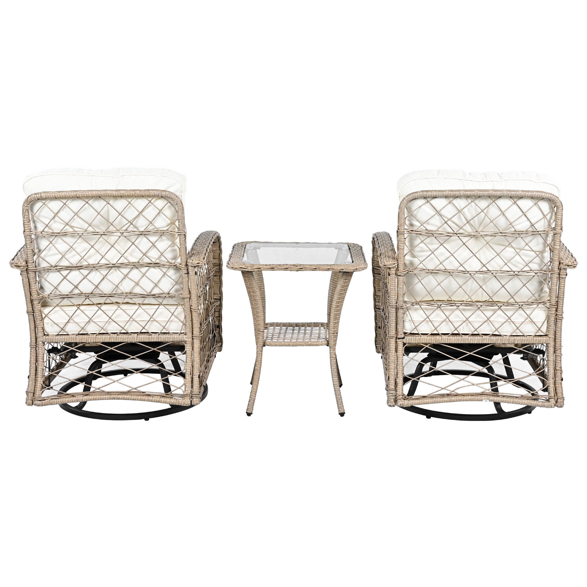3 Piece Outdoor Chair & Table Set Chat Set, 2 Person Rattan Seating Group - Best Buy Furniture