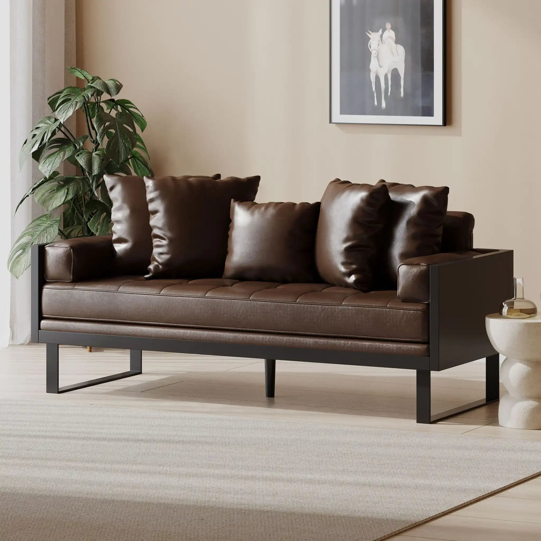 Contemporary Oversized Loveseat With Accent Pillow - Best Buy Furniture