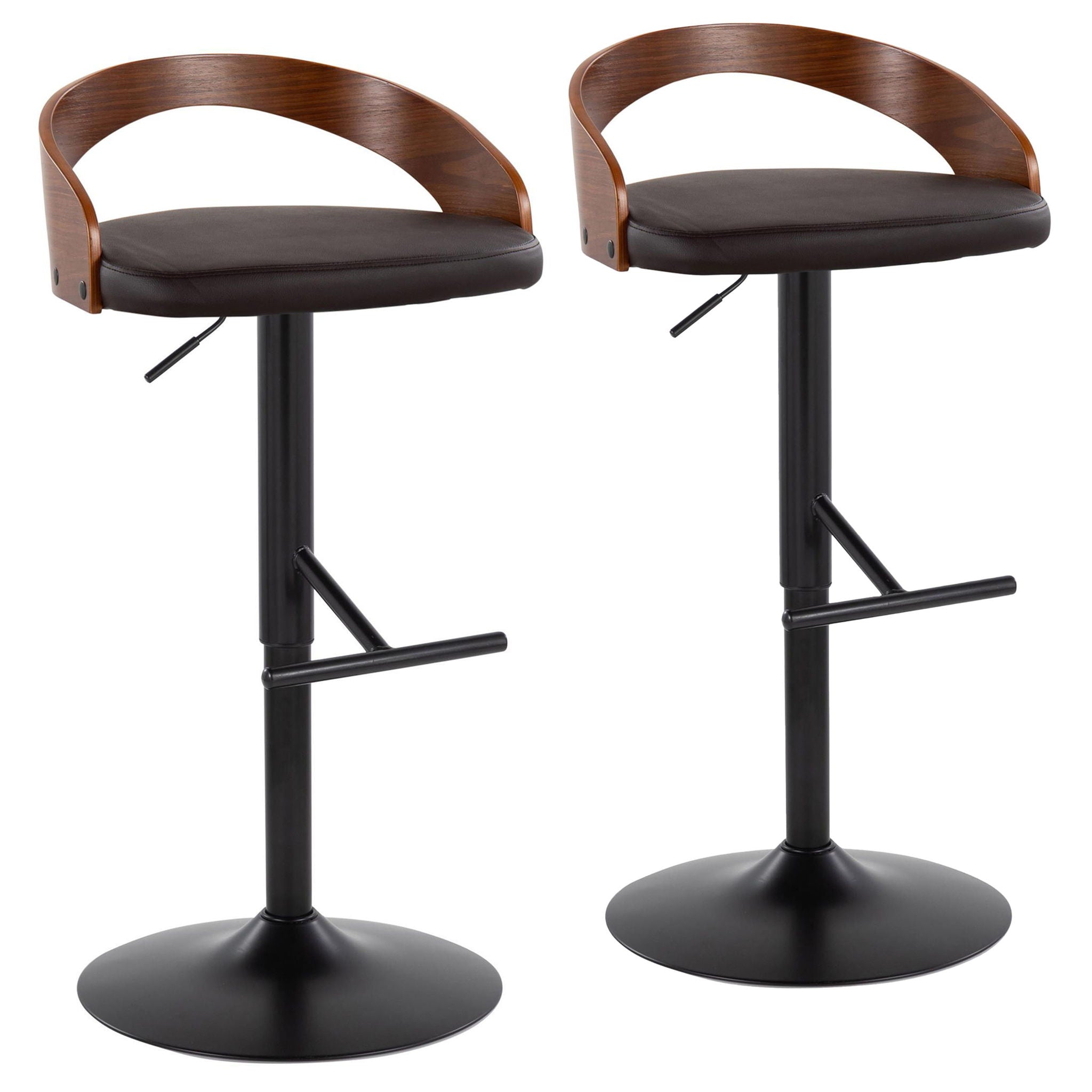Grotto - Contemporary Adjustable Barstool & Swivel With Straight T Footrest (Set of 2) - Best Buy Furniture