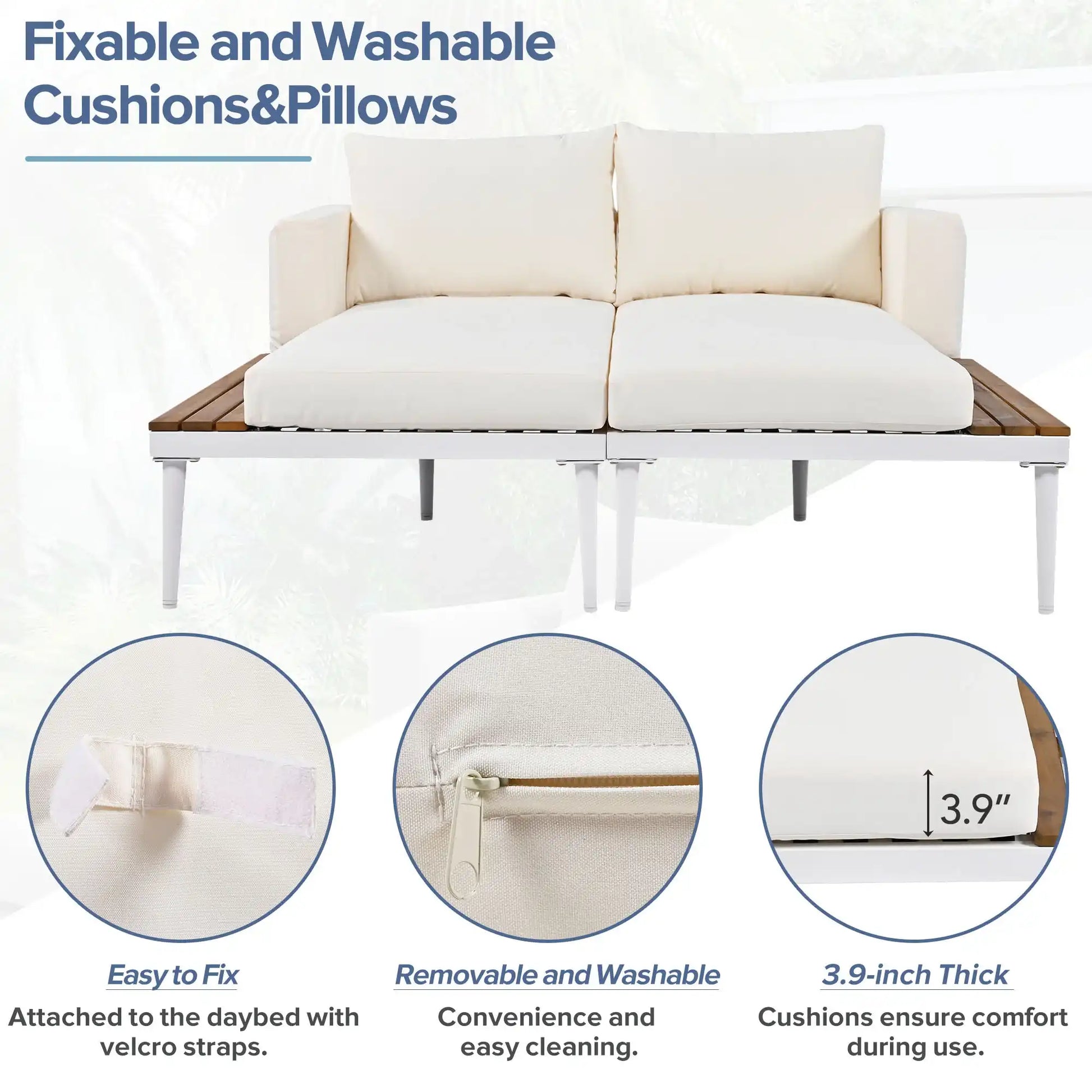 Modern Outdoor Daybed with Faux Marble Top, Beige - Best Buy Furniture