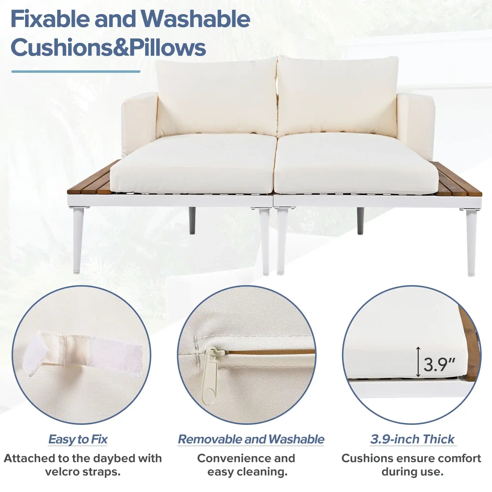 Modern Outdoor Daybed with Faux Marble Top, Beige - Best Buy Furniture