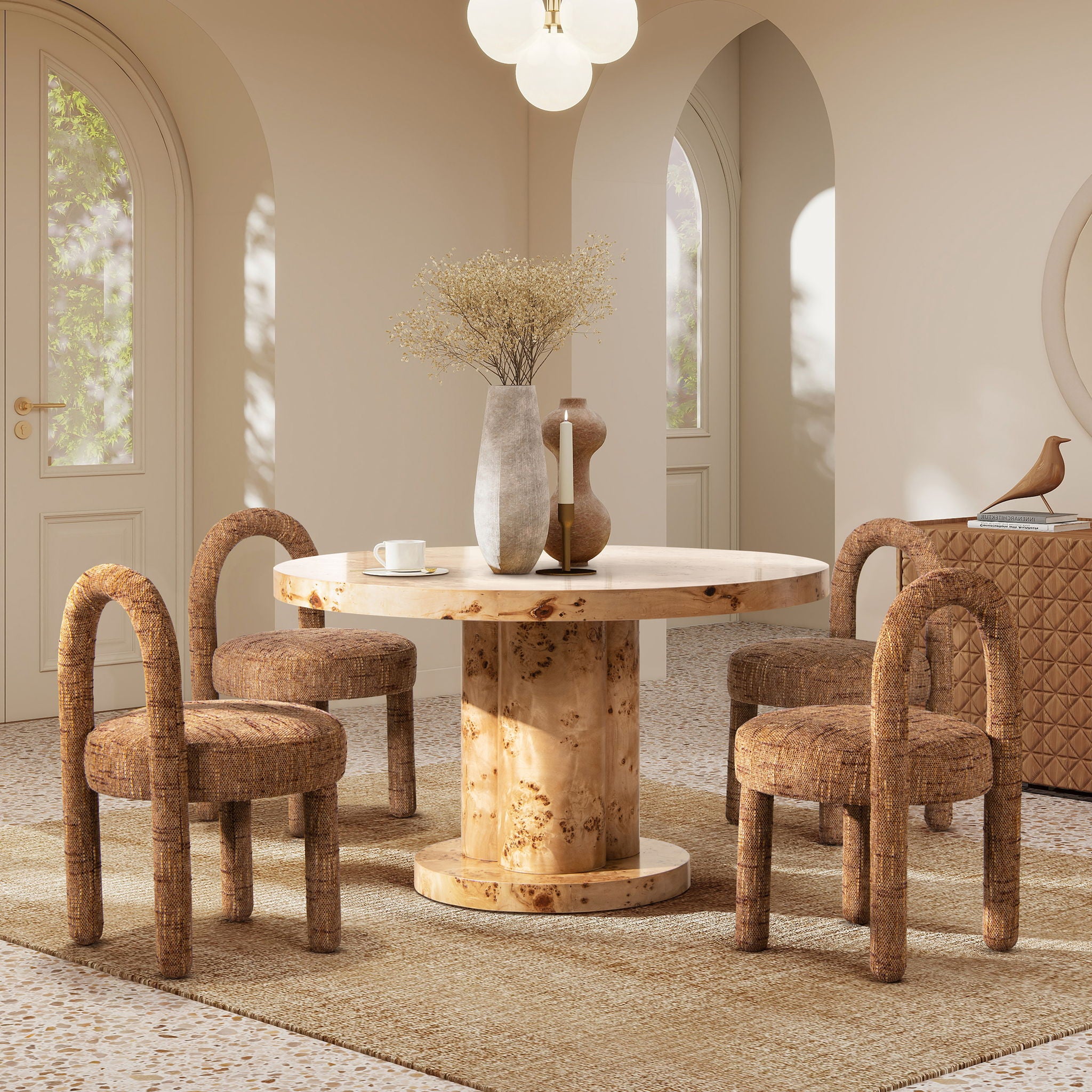 Penny - Round Arched Upholstered Dining Side Chair (Set of 2) - Golden Rust Orange - Best Buy Furniture