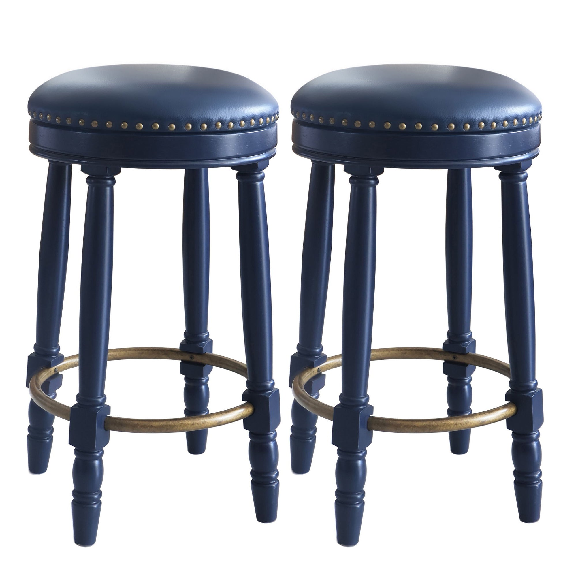 360° Swivel Wooden Barstools With Upholstered Seat, Counter Height (Set of 2) - Best Buy Furniture