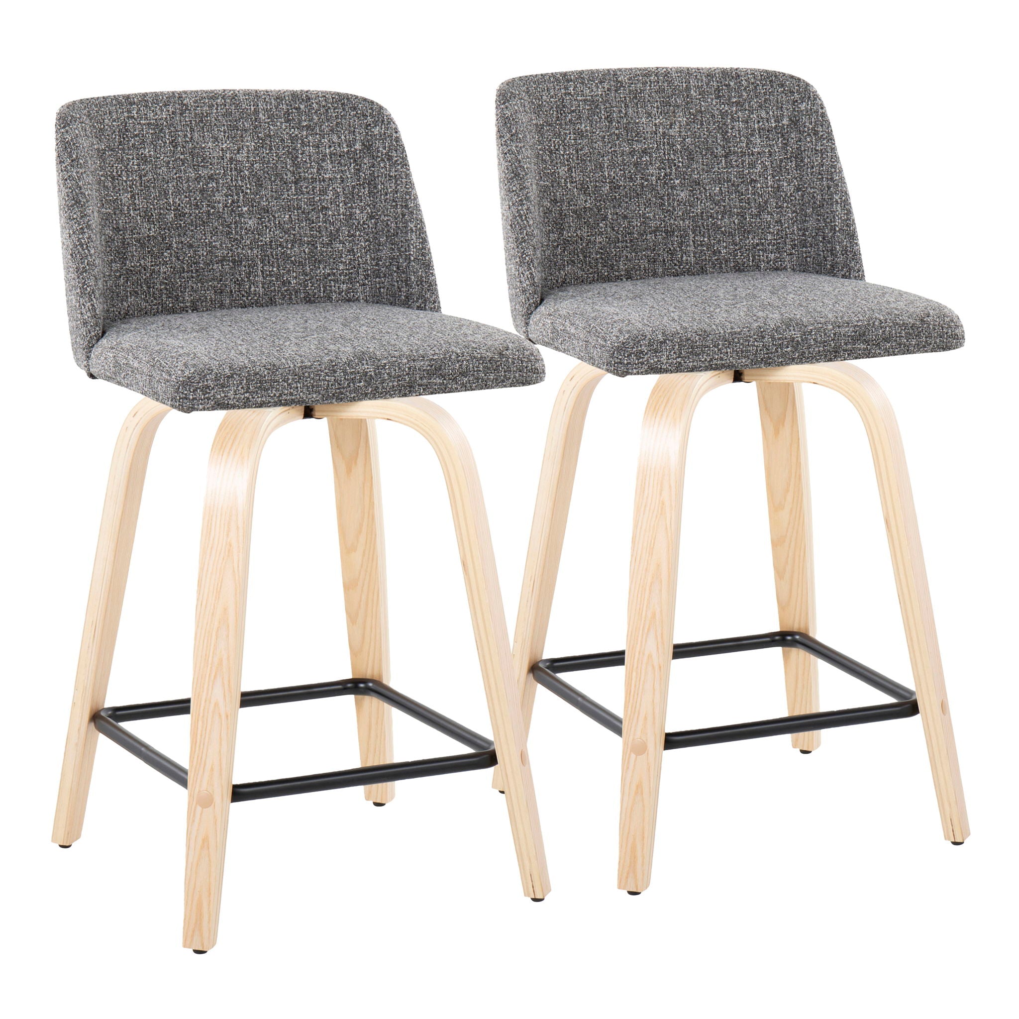 Toriano - Contemporary Modern Design Fixed Height Counter Stool With Swivel With Square Footrest (Set of 2) - Best Buy Furniture