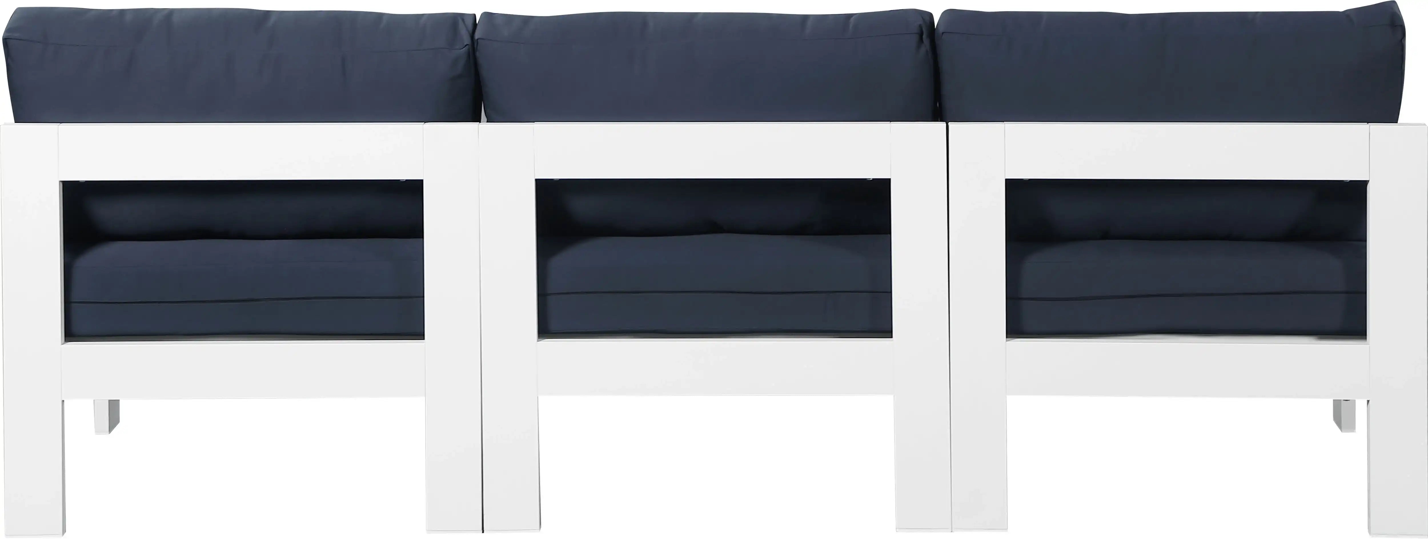 Nizuc - Outdoor Patio 3 Seat Armless Modular Sofa With White Frame - Best Buy Furniture