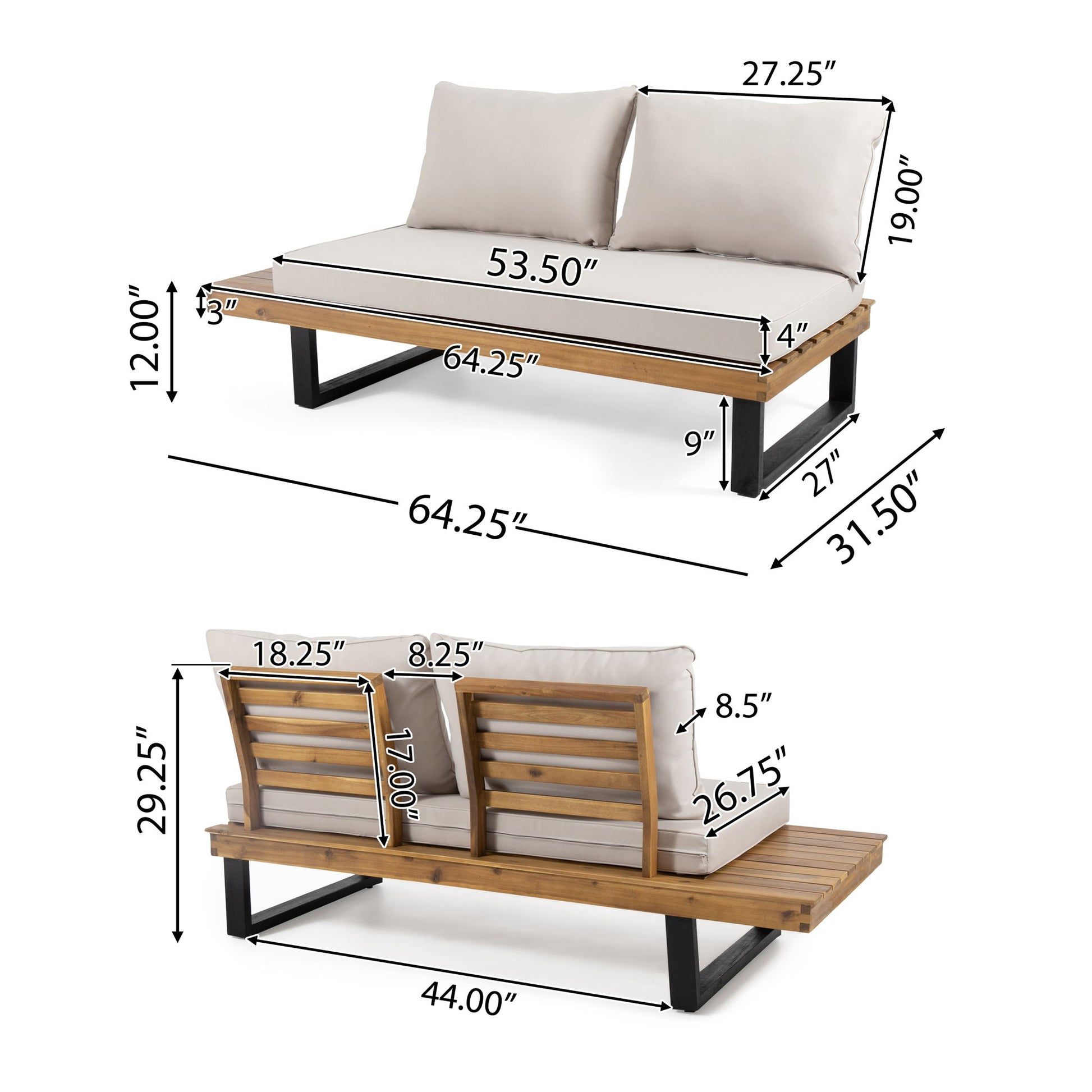 Sebastian - Hand Crafted 4 Piece Sofa Set With Water Resistant Cushions - Beige / Teak - Best Buy Furniture