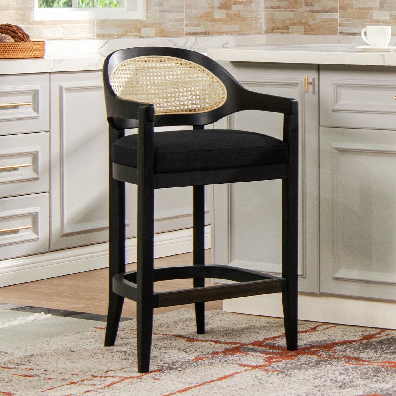Americana - Mid-Century Modern Cane Back Counter Stool - Best Buy Furniture