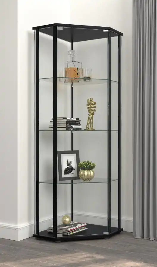 Zenobia - 4-Shelf Curio Cabinet Display Case - Black - Best Buy Furniture