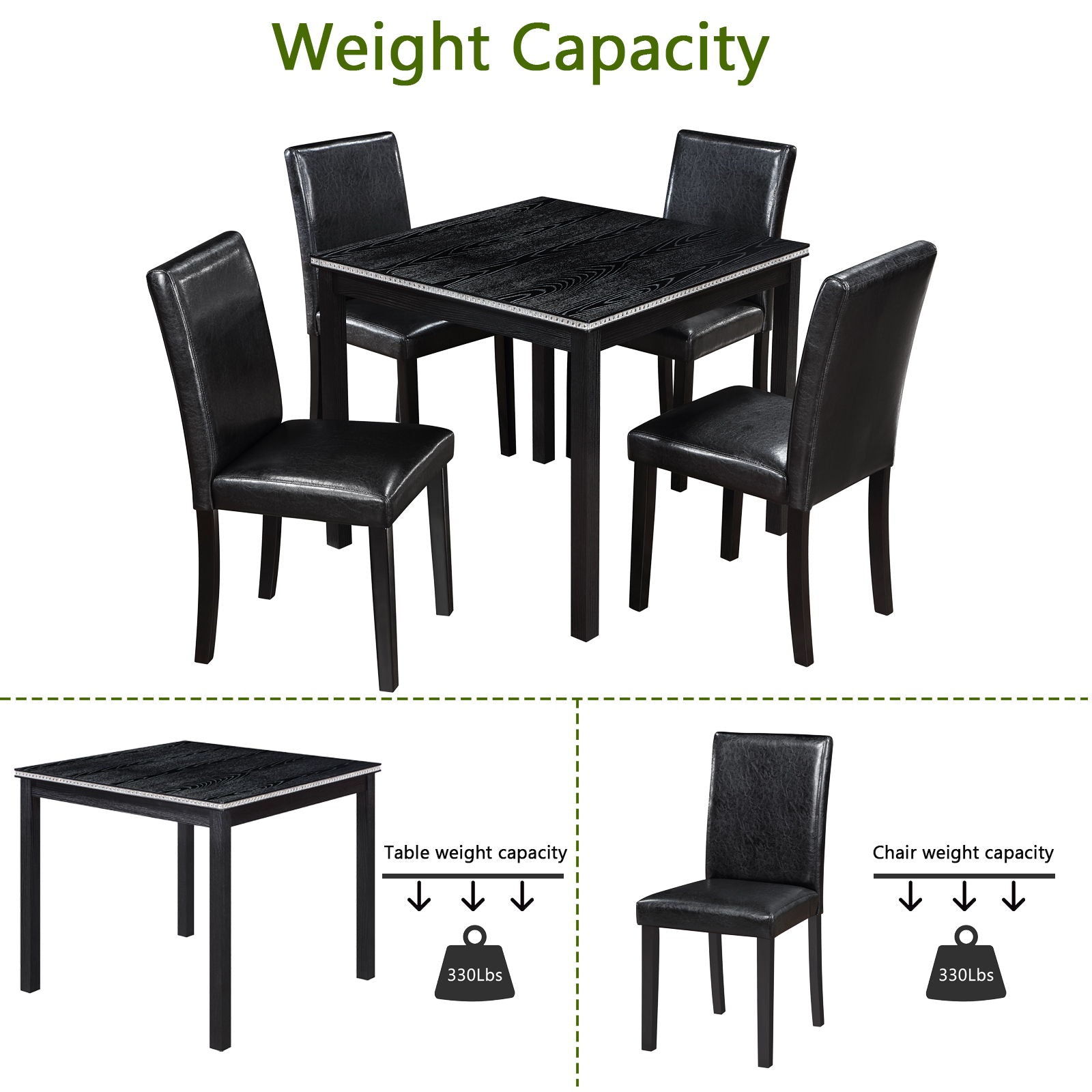 5 Pieces Wooden Dining Table Set, Square Table And 4 Upholstered Chairs - Best Buy Furniture