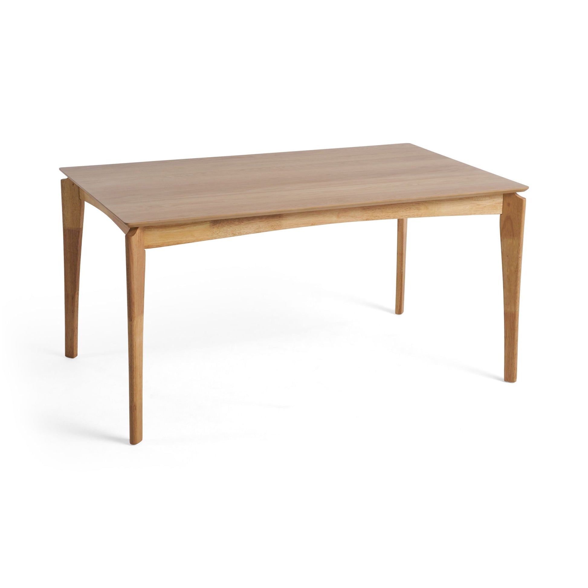 Mid Century Dining Table, Rubberwood With Walnut Veneer - Natural Oak - Best Buy Furniture