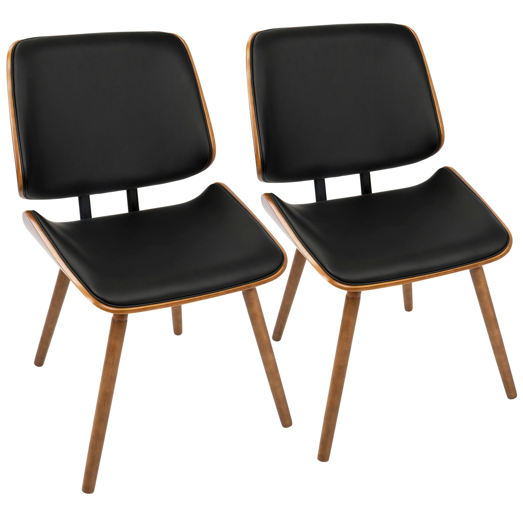Lombardi - Mid-Century Modern Dining / Chair (Set of 2) - Walnut / Black - Best Buy Furniture