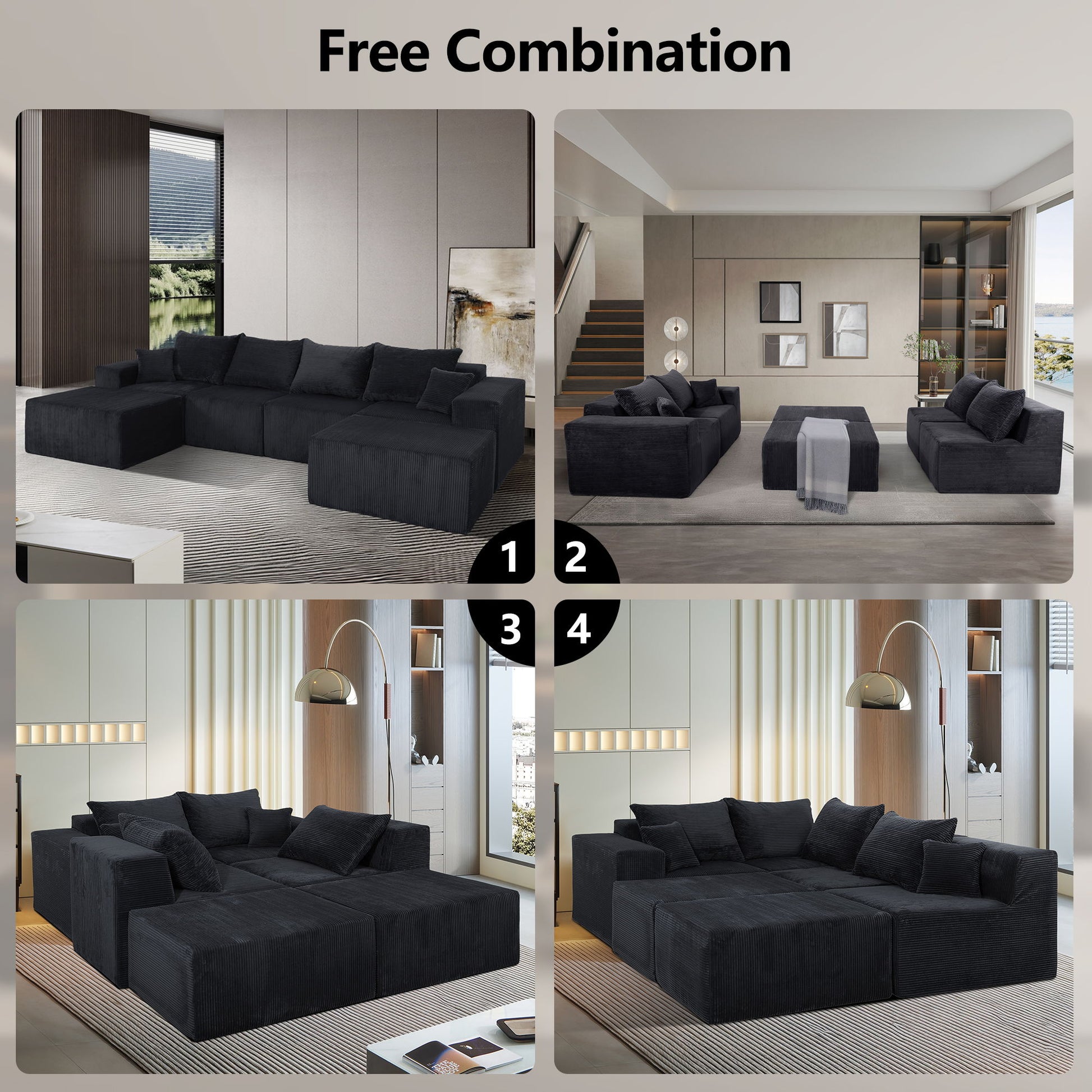 Modular Sectional Sofa, Convertible Couch With Chaise Corduroy - Best Buy Furniture