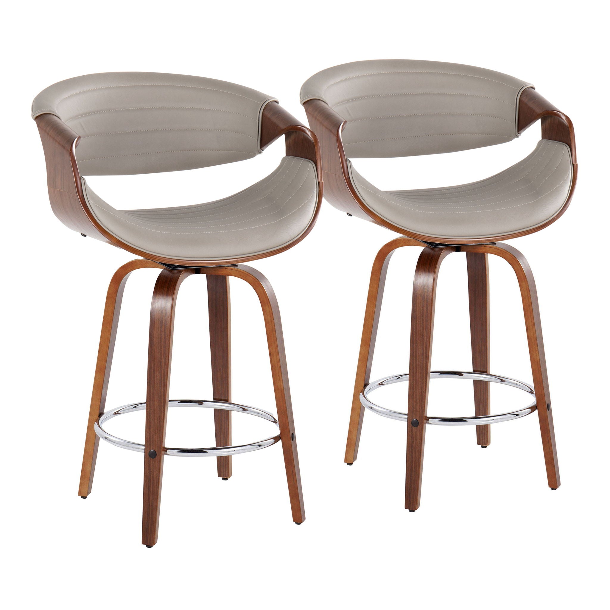 Symphony - Mid Century Modern Fixed Height Counter Stool & Swivel With Round Footrest (Set of 2) - Best Buy Furniture