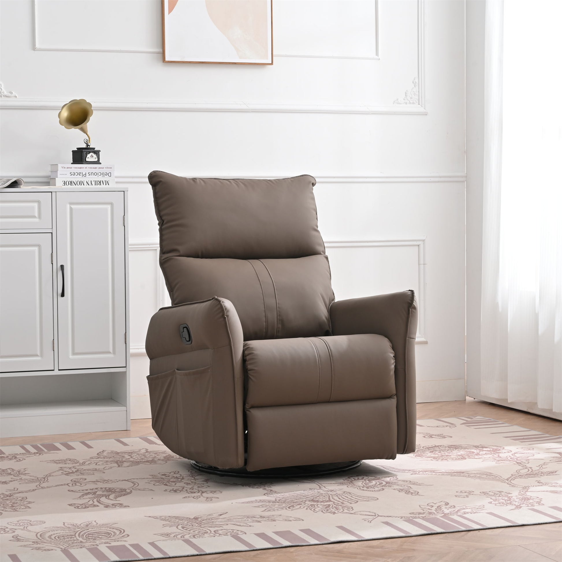 360° Modern Small Rocking Swivel Recliner Chair With Side Pocket - Best Buy Furniture