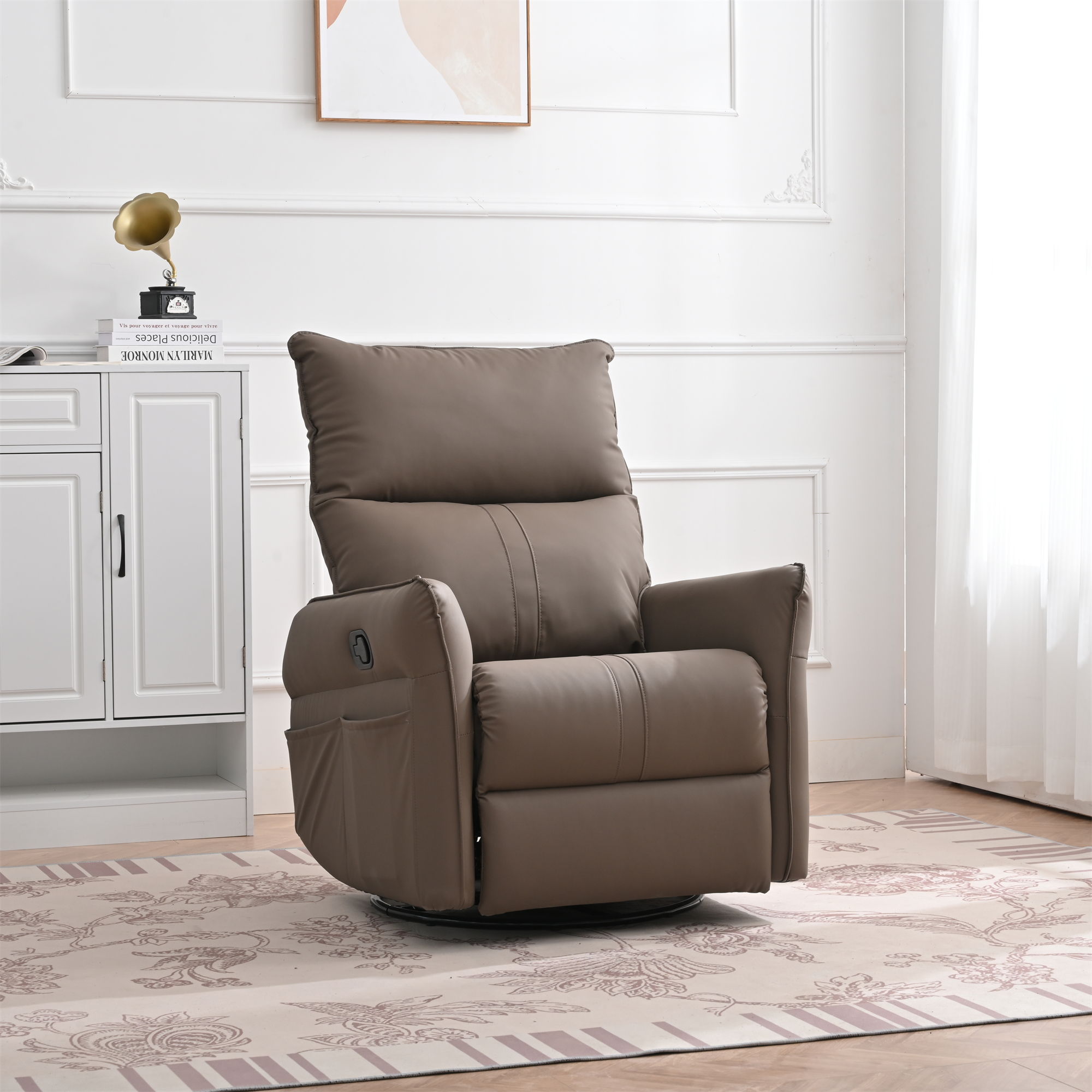 360° Modern Small Rocking Swivel Recliner Chair With Side Pocket - Best Buy Furniture