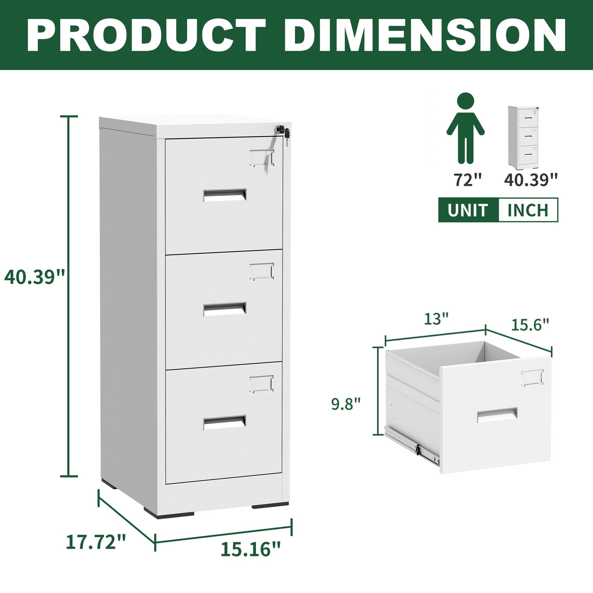 Modern Drawer Metal Vertical File Cabinet With Lock And Card Slot For Office - Best Buy Furniture