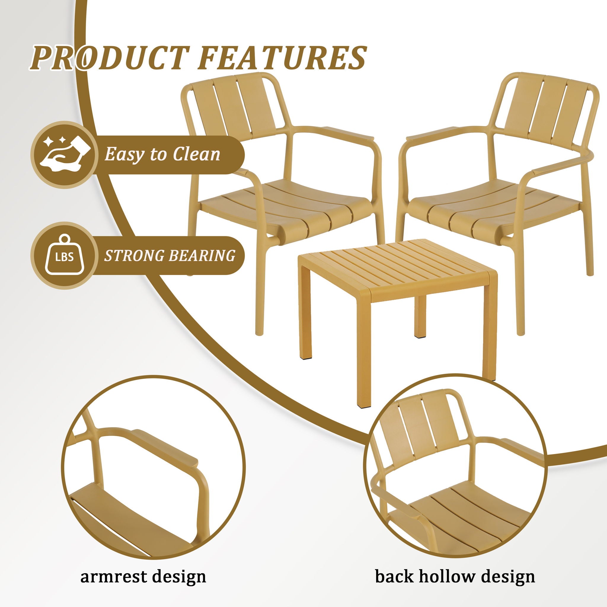3 Piece Indoor / Outdoor Leisure Table And Chair Set