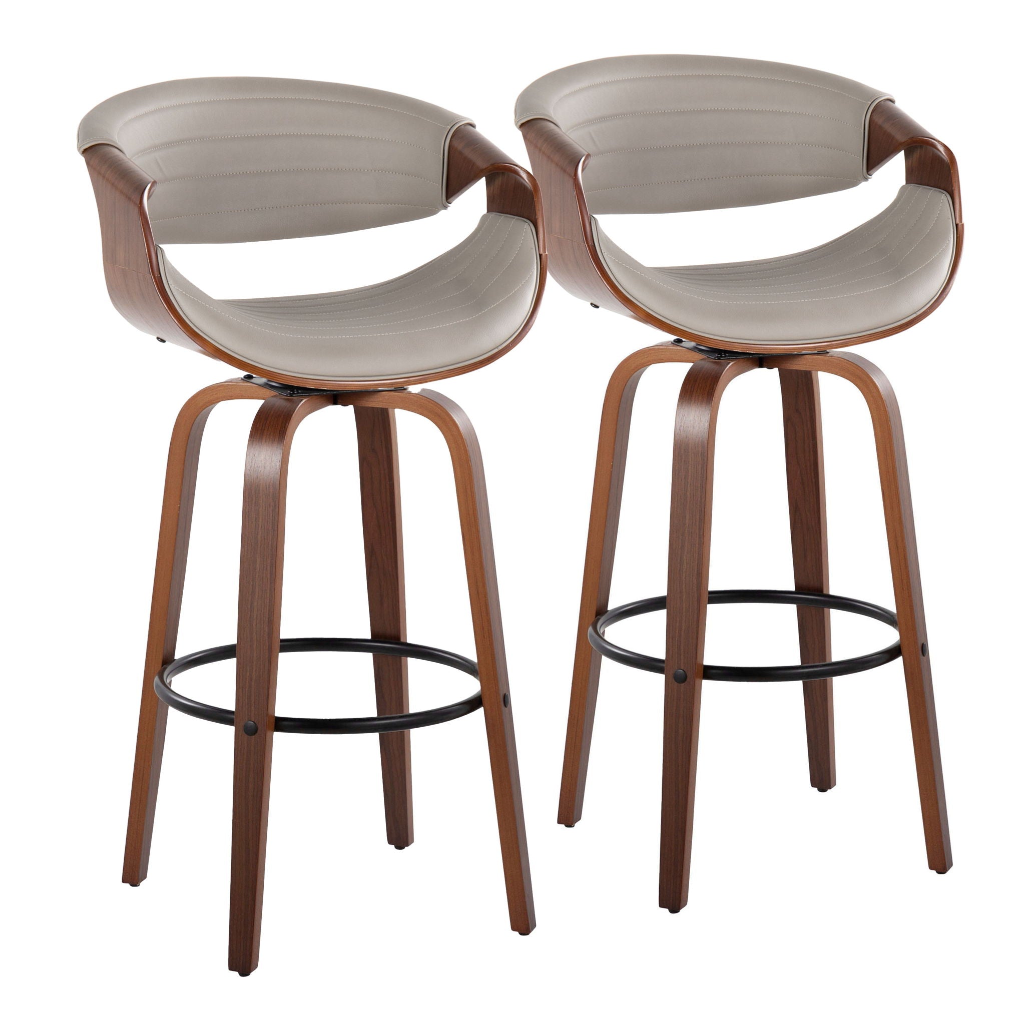 Symphony - Mid Century Modern Fixed Height Barstool With Swivel With Round Footrest (Set of 2) - Best Buy Furniture