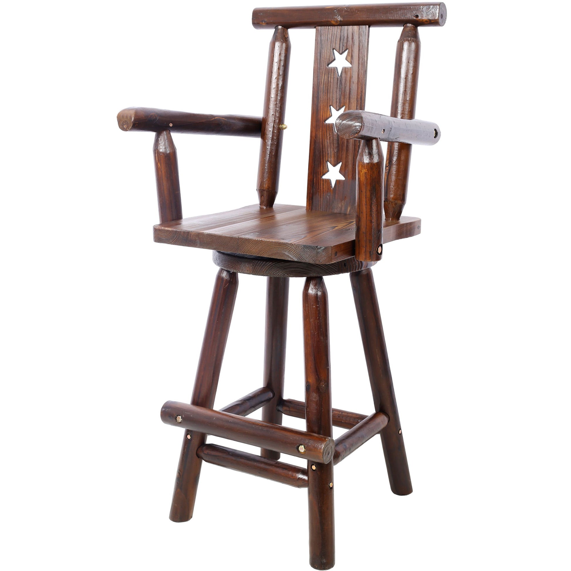 Rustic Tall Bistro Chair Decorative Star Backrest And Footrest, Fir Wood, 4 Foot - Brown - Best Buy Furniture
