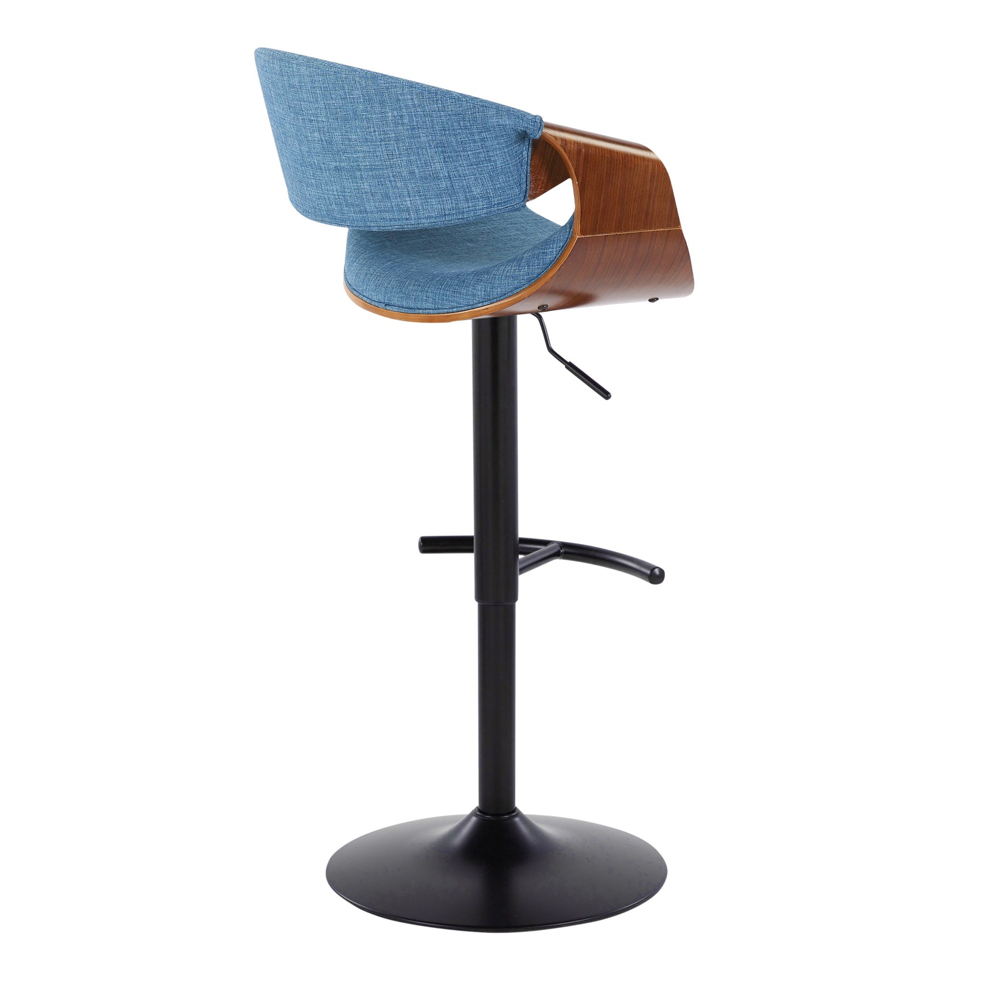 Curvo - Mid Century Modern Adjustable Barstool With Swivel & Rounded T Footrest (Set of 2) - Best Buy Furniture