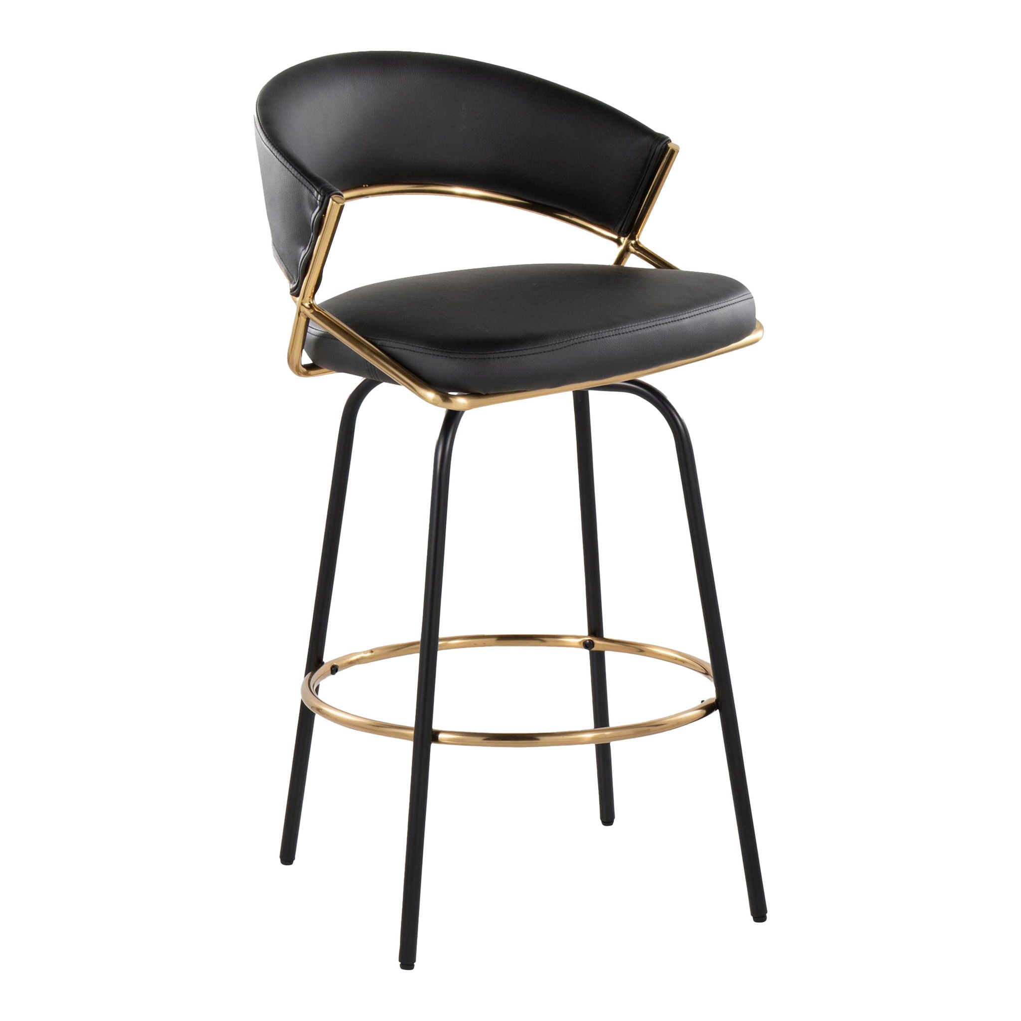 Jie - Fixed Height Contemporary Counter Stool With Swivel Round Footrest (Set of 2) - Best Buy Furniture
