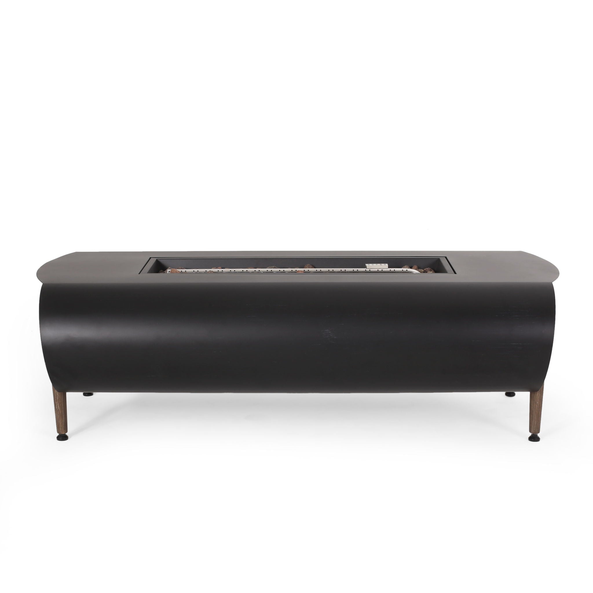 Vernon - Rectangle Fire Pit 50, 000 Btu - Dark Gray - Best Buy Furniture