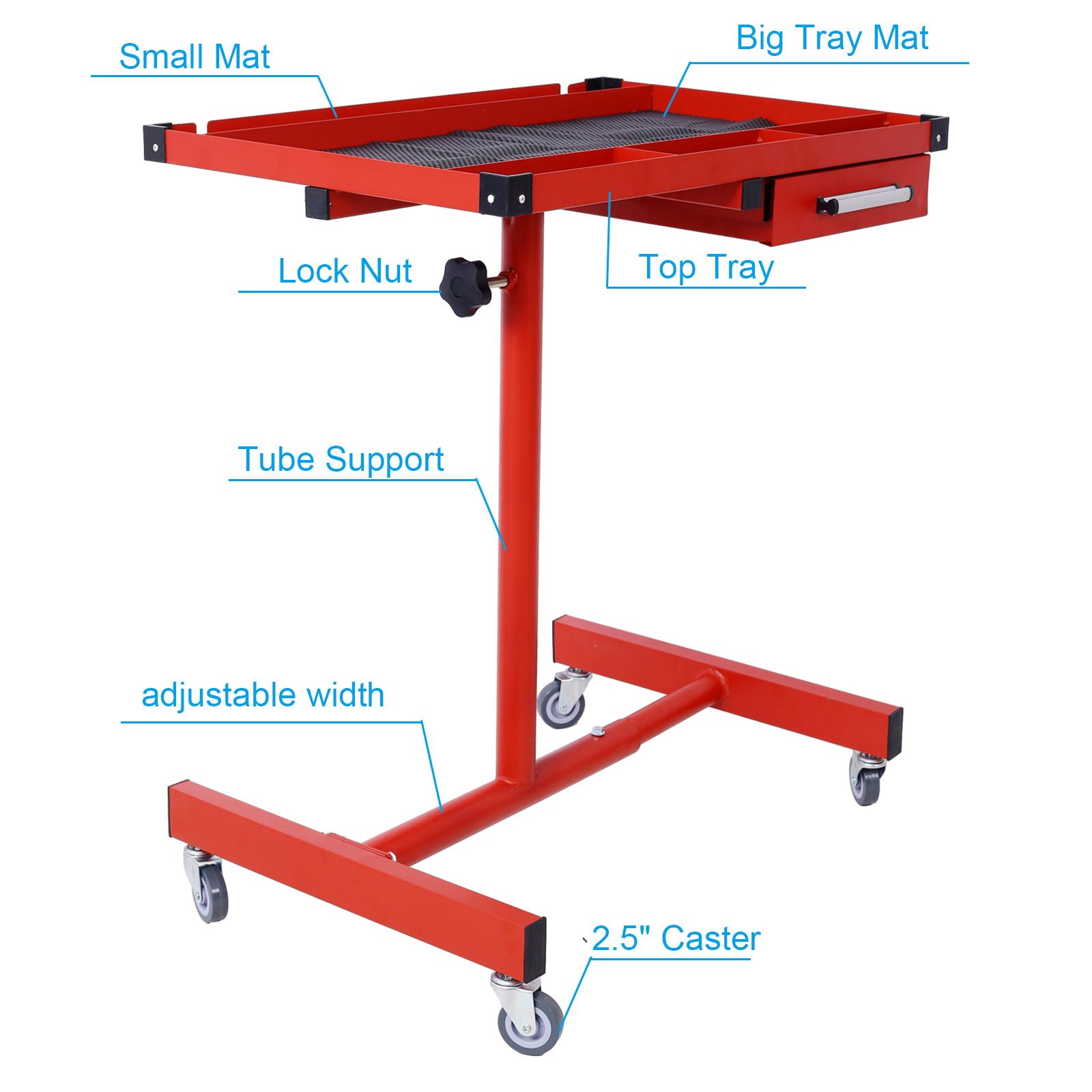 Adjustable Tear Down Work Table With Drawer For Garages, Repair Shops, And Diy, Portable, (4) 2.5" Swivel Casters, 220 Pound Capacity, Rubber Corners, Heavy Duty Steel - Best Buy Furniture