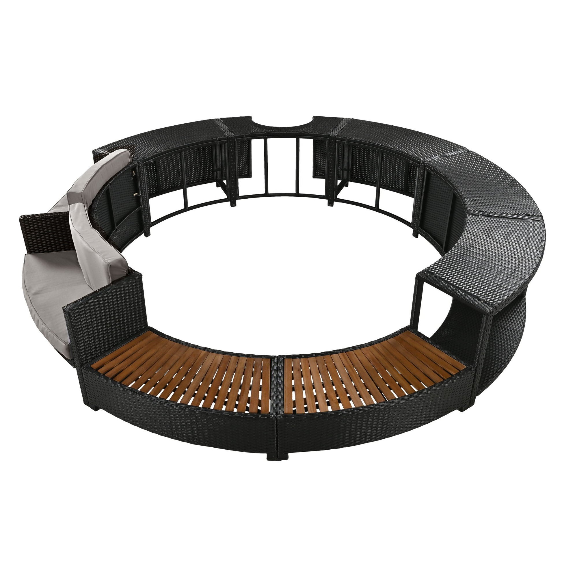 Spa Surround Spa Frame Patio Rattan Sofa Set With Storage Spaces, Mini Sofa And Comfortable Cushion For Patio, Backyard - Best Buy Furniture