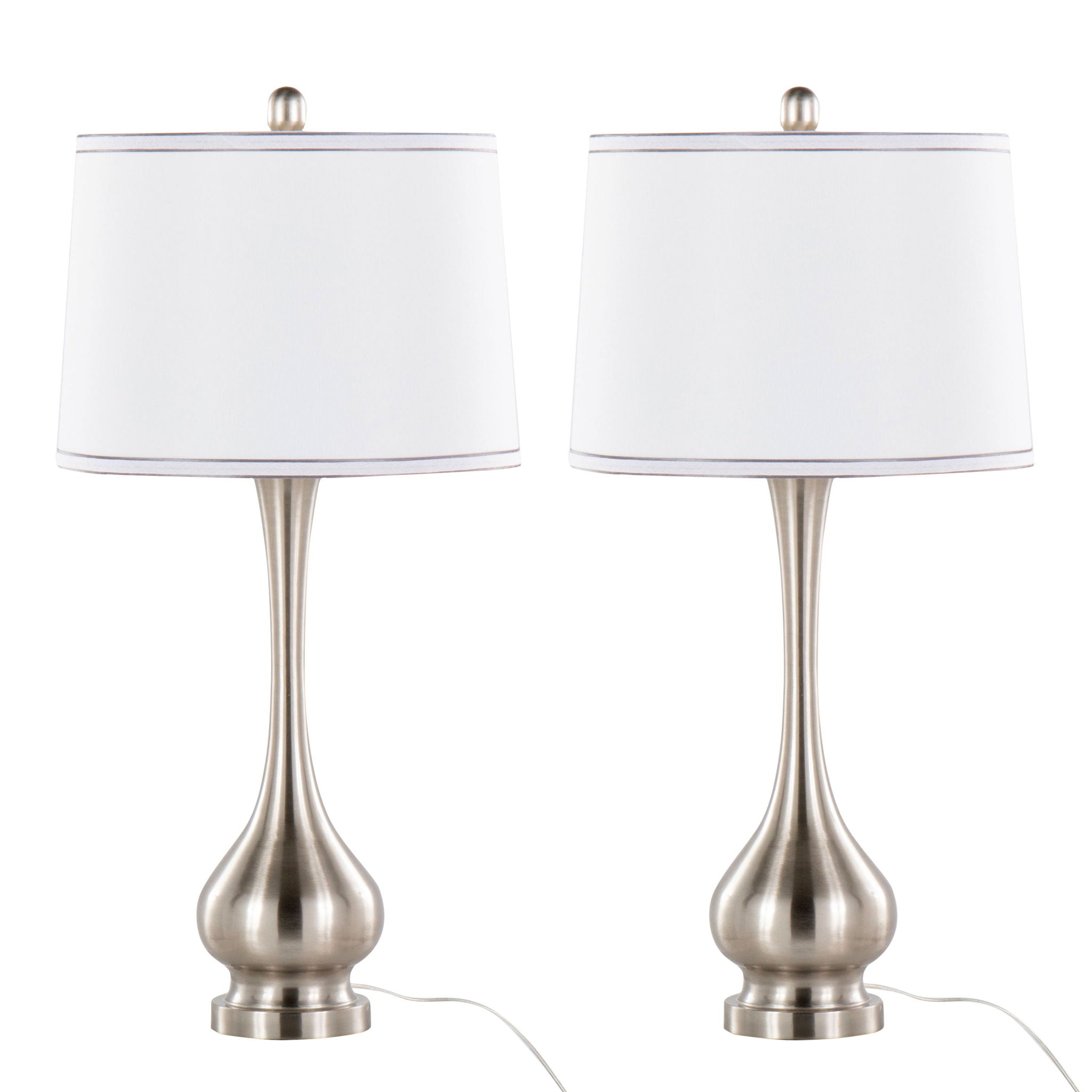 Cairo - Contemporary Table Lamp (Set of 2) - Nickel / White / Silver Trim - Best Buy Furniture