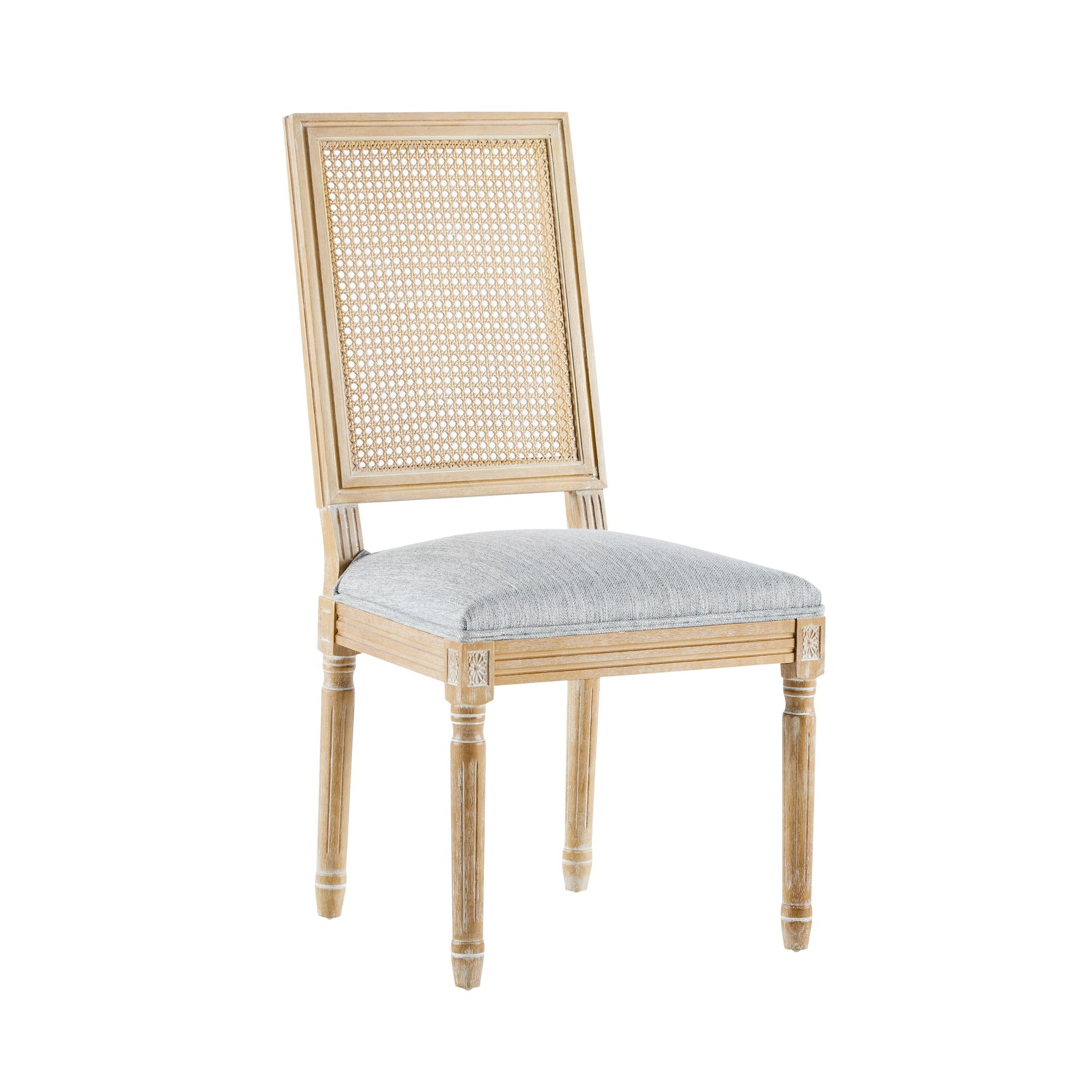 French Country Dining Chair With Rectangular Cane Backrest And Smooth Upholstered Seating - Best Buy Furniture