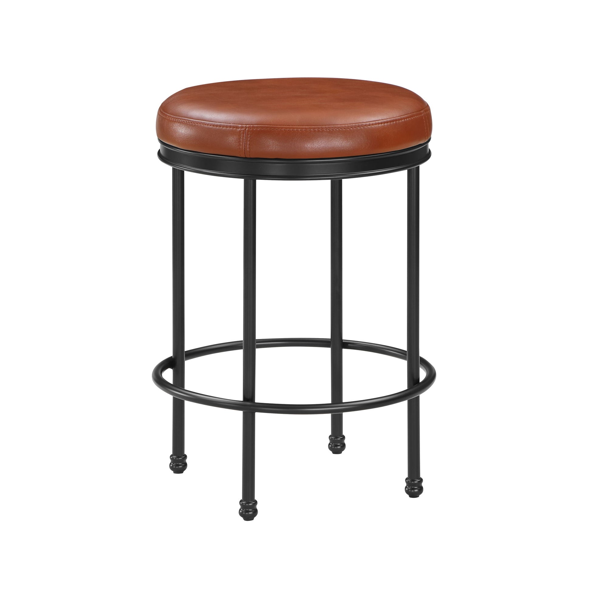 Michael - Backless Counter Height Stool With Padded Seat And Powder Coated Frame - Caramel - Best Buy Furniture