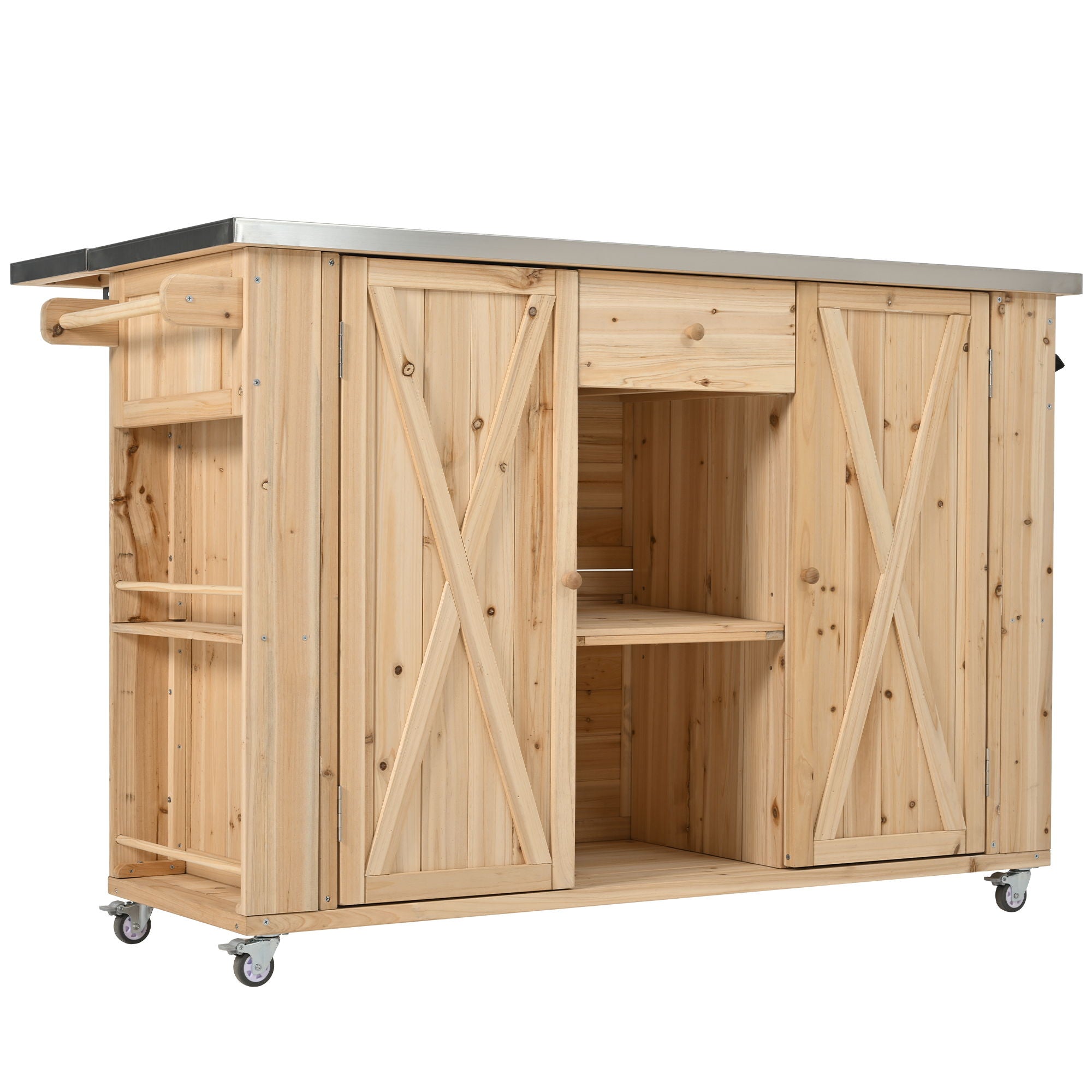 Outdoor Kitchen Island With Stainless Steel Top, Ample Storage Space, Towel And Spice Racks And A Bottle Opener - Best Buy Furniture