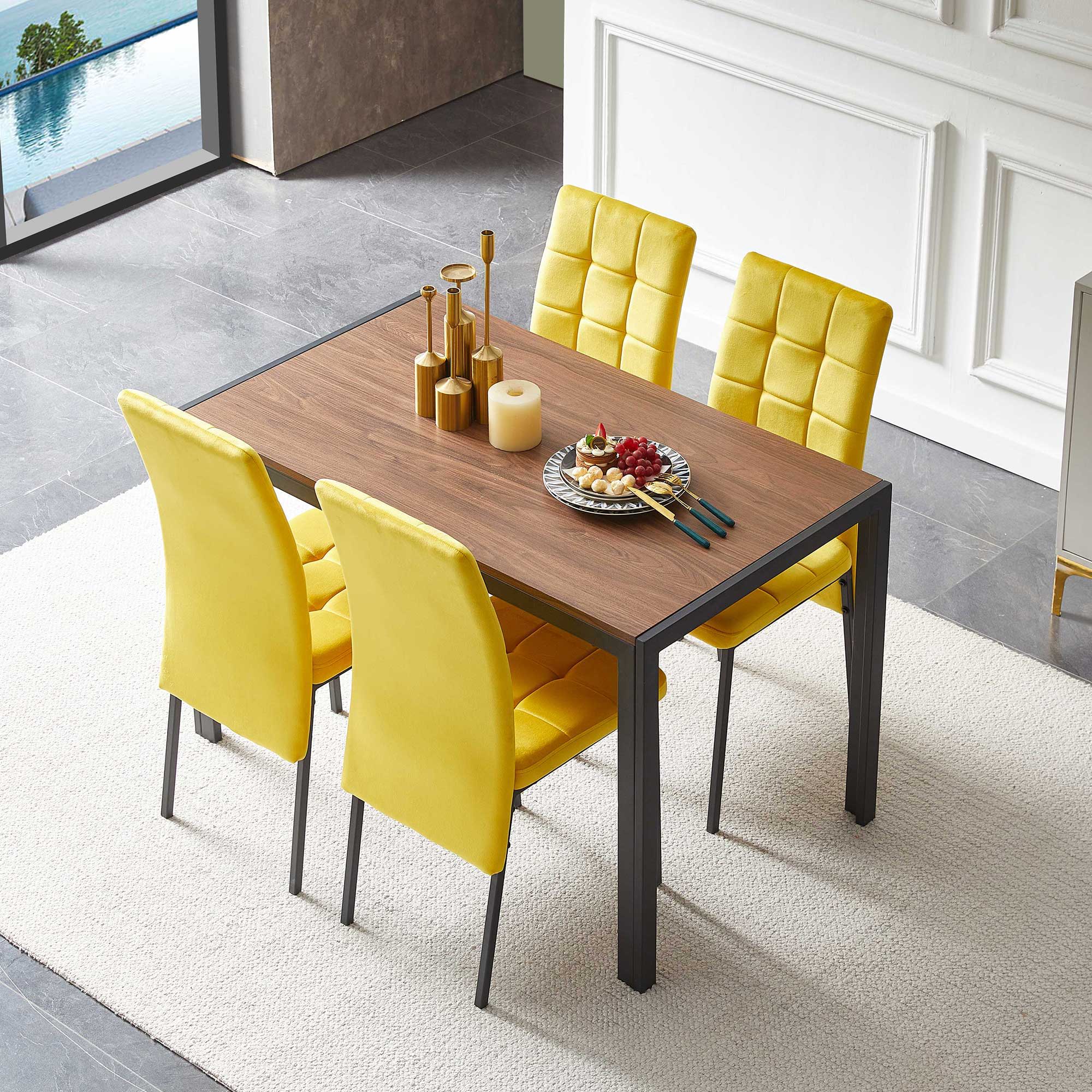 5 Piece Dining Set Including Velvet High Back Nordic Dining Chair & Creative Design Dining Table - Best Buy Furniture